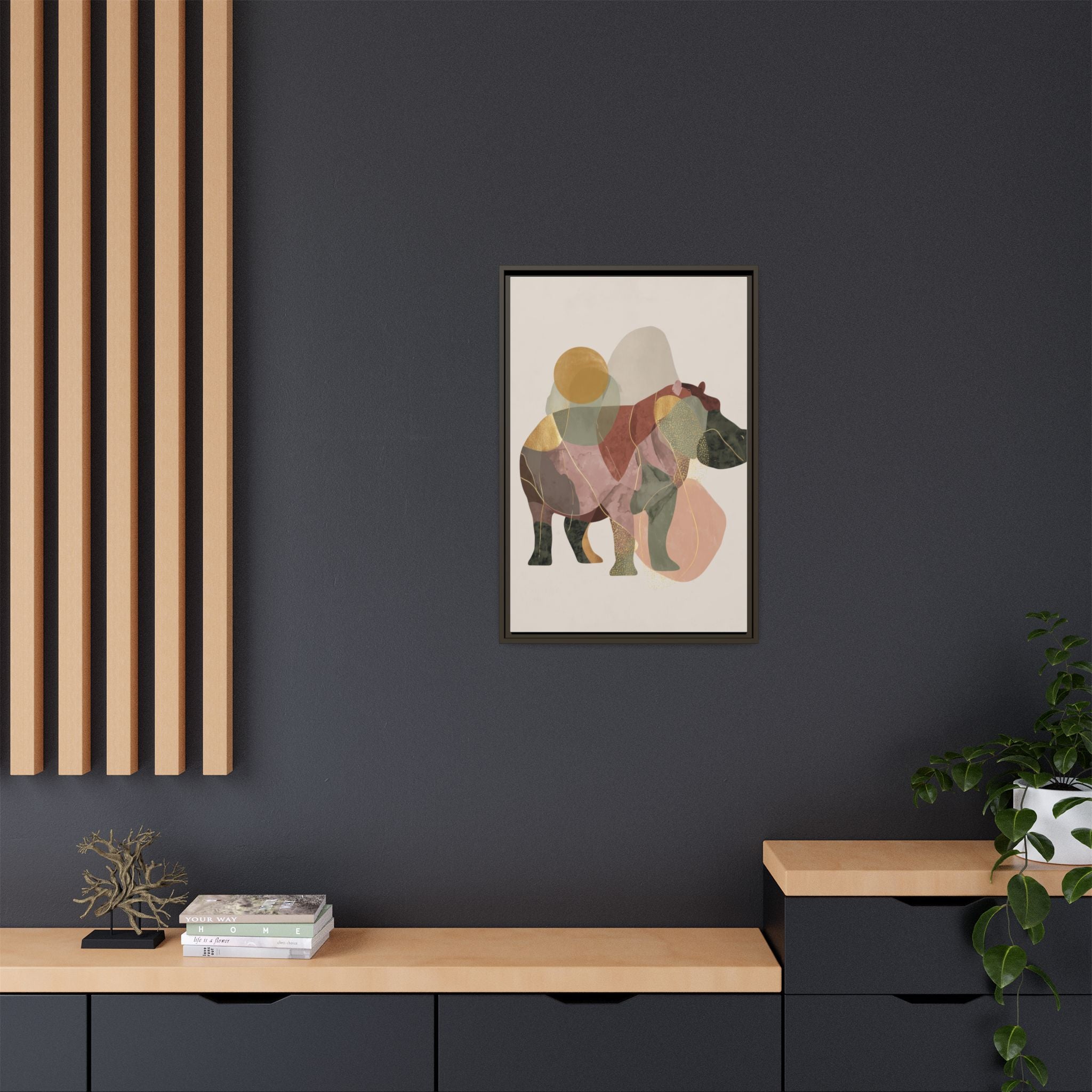 Geometric Hippo: Abstract Animal Art, Modern Watercolor Shapes   |  Personalized & Custom Orders Available
