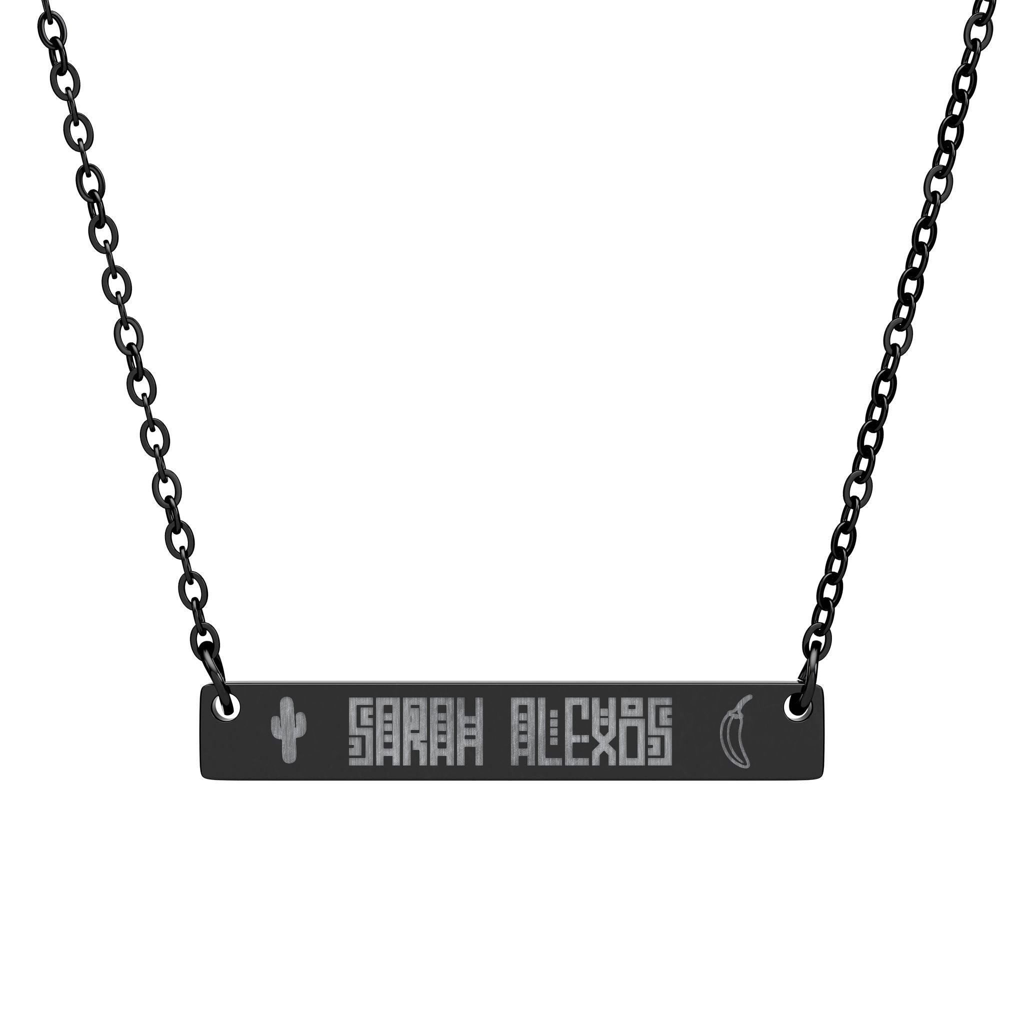 Personalized Horizontal Bar Necklace (Engraving) - Mexican Art, 5 Colours