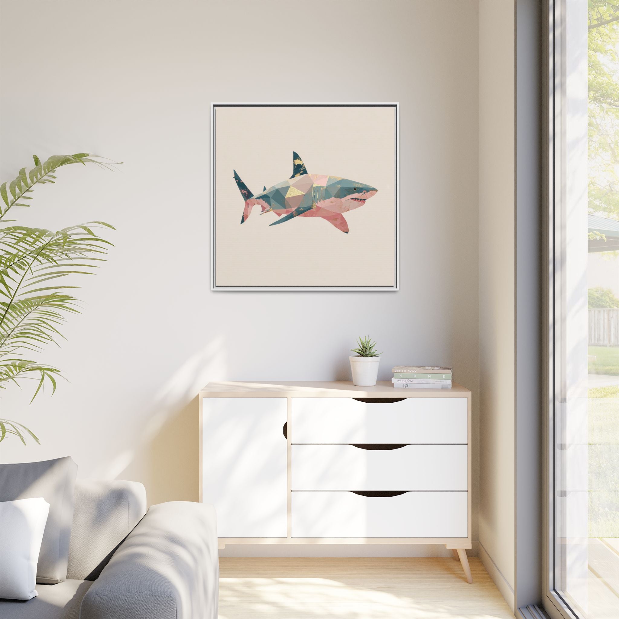 Geometric Shark Spectrum: Polygonal Marine Predator, Abstract Metallic Design   |  Personalized & Custom Orders Available