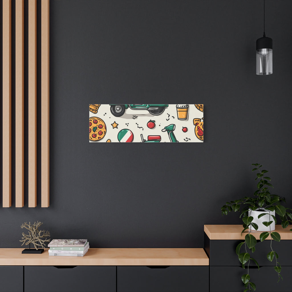 Vibrant Travel Nostalgia Canvas Art, Scooter Decor, Foodie Wall Art, Fun Home Decor, Gift for Adventurers, Kitchen Wall Hanging