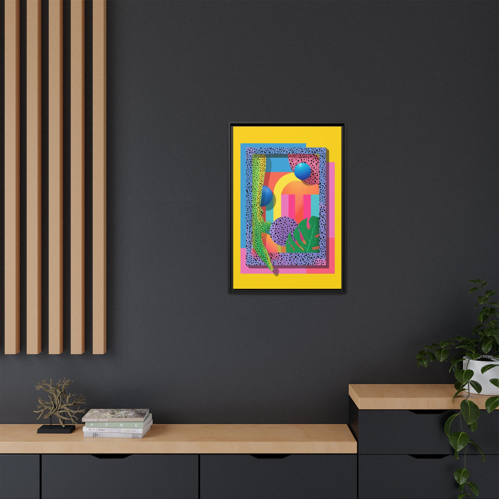 Geometric Rhythms: Abstract Layers of Color, Dimensional Shapes and Tropical Elements, Vibrant Modern Art Composition   |   Custom Orders