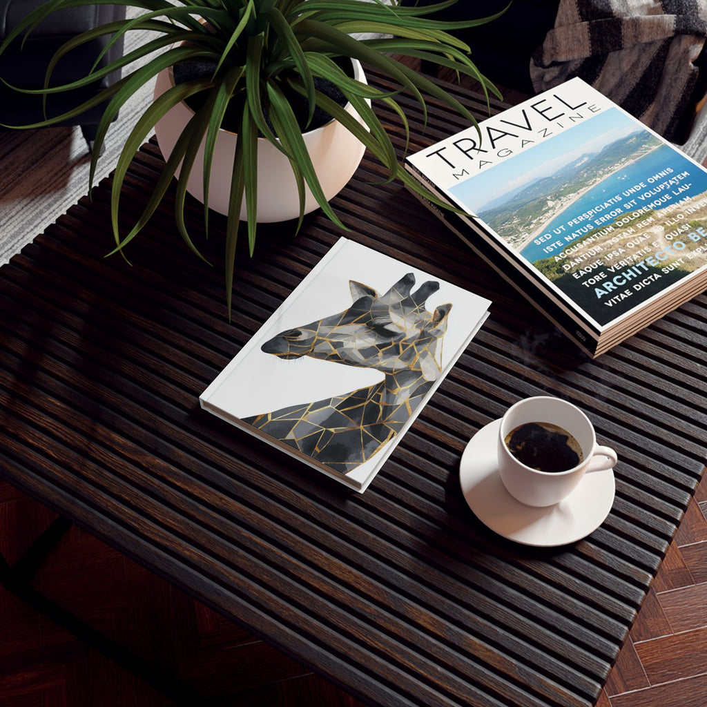 Personalized Giraffe Journal    |  Fractured Majesty: Geometric Giraffe Portrait, Mosaic Animal Art, Contemporary Wildlife Illustration