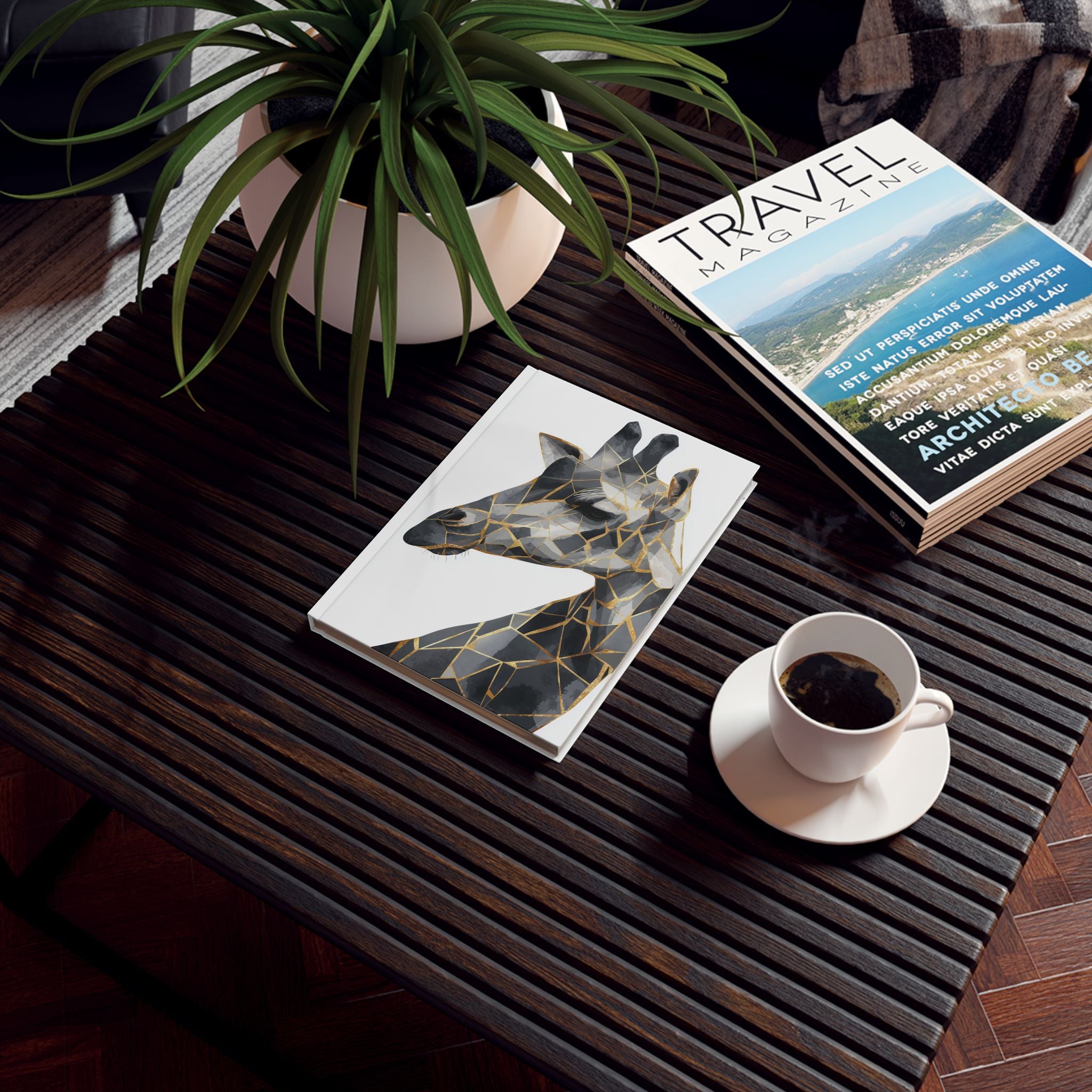 Personalized Giraffe Journal    |  Fractured Majesty: Geometric Giraffe Portrait, Mosaic Animal Art, Contemporary Wildlife Illustration