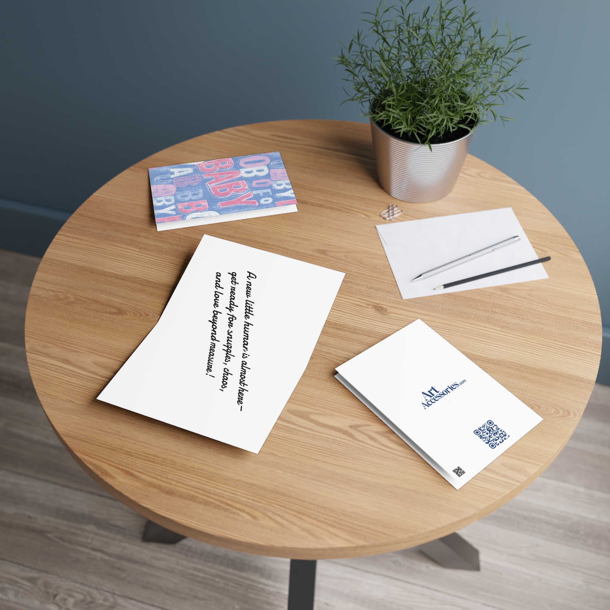 Baby Shower Greeting Card — Pink & Blue Chalk Lettering Design