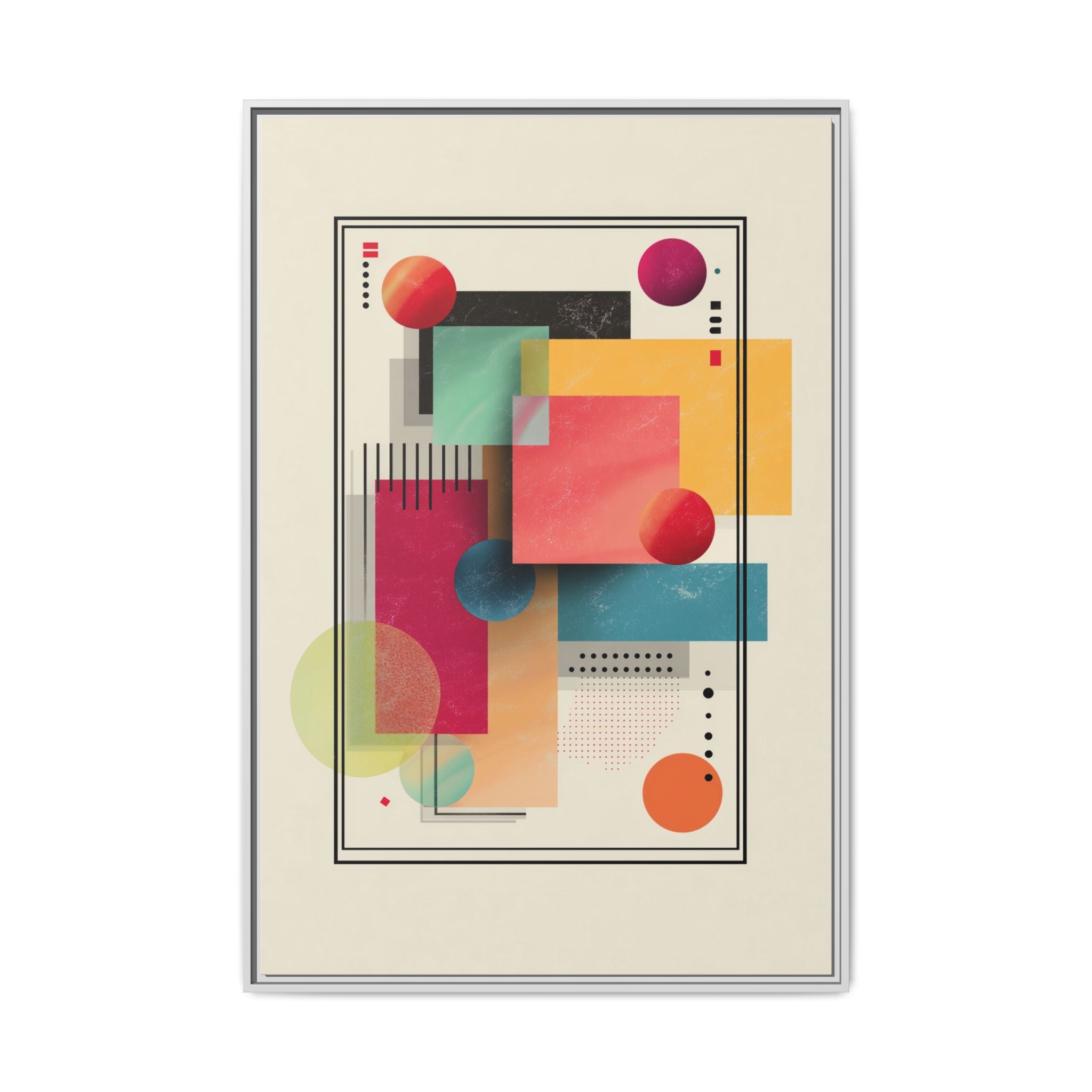 Geometric Harmony: Bauhaus Intersections, Digital Abstract Layers, Contemporary Color Palette   |   Custom Orders Accepted