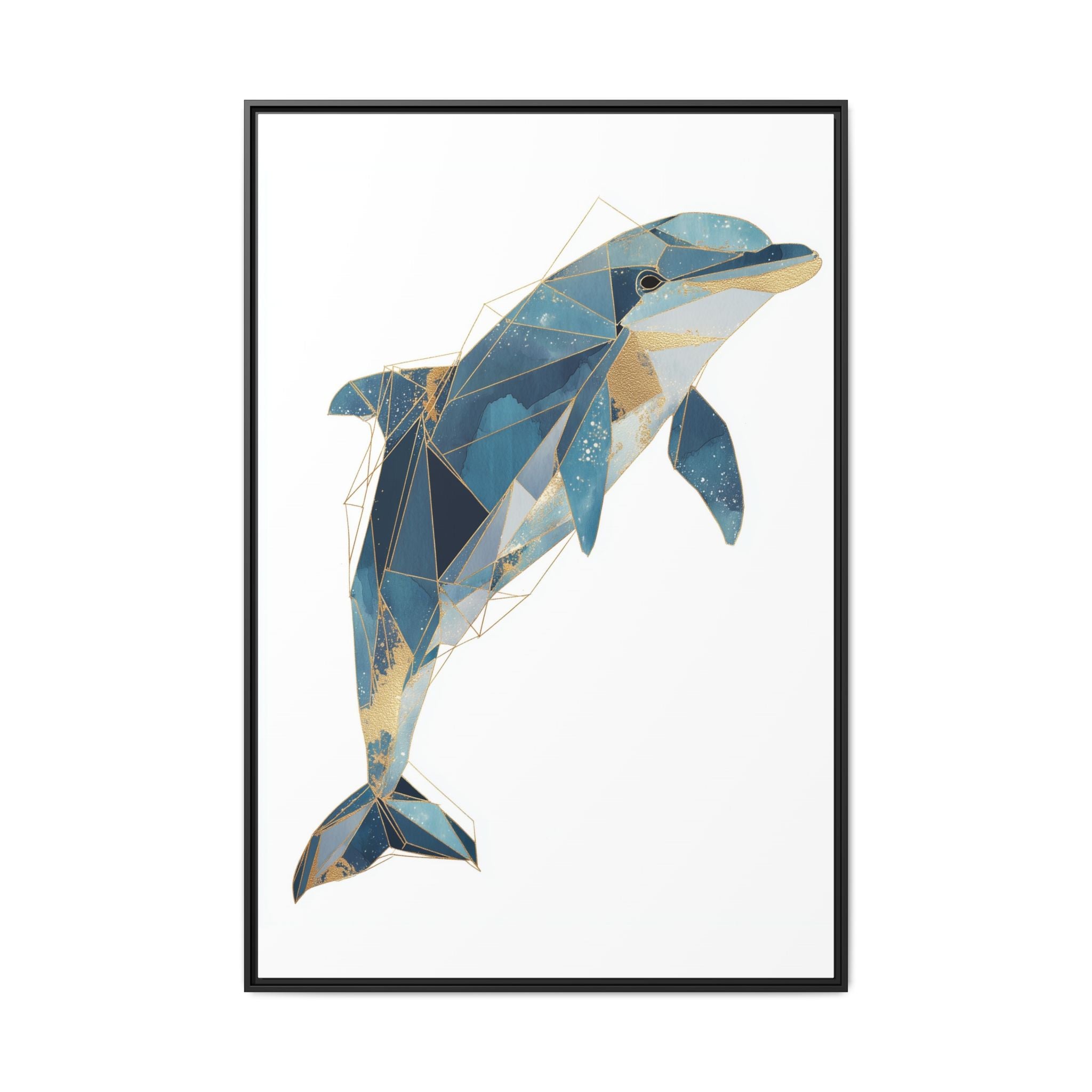 Crystalline Dolphin Framed Print : Geometric Marine Mosaic, Fractalized Blue Abstract   |  Personalized & Custom Orders Available