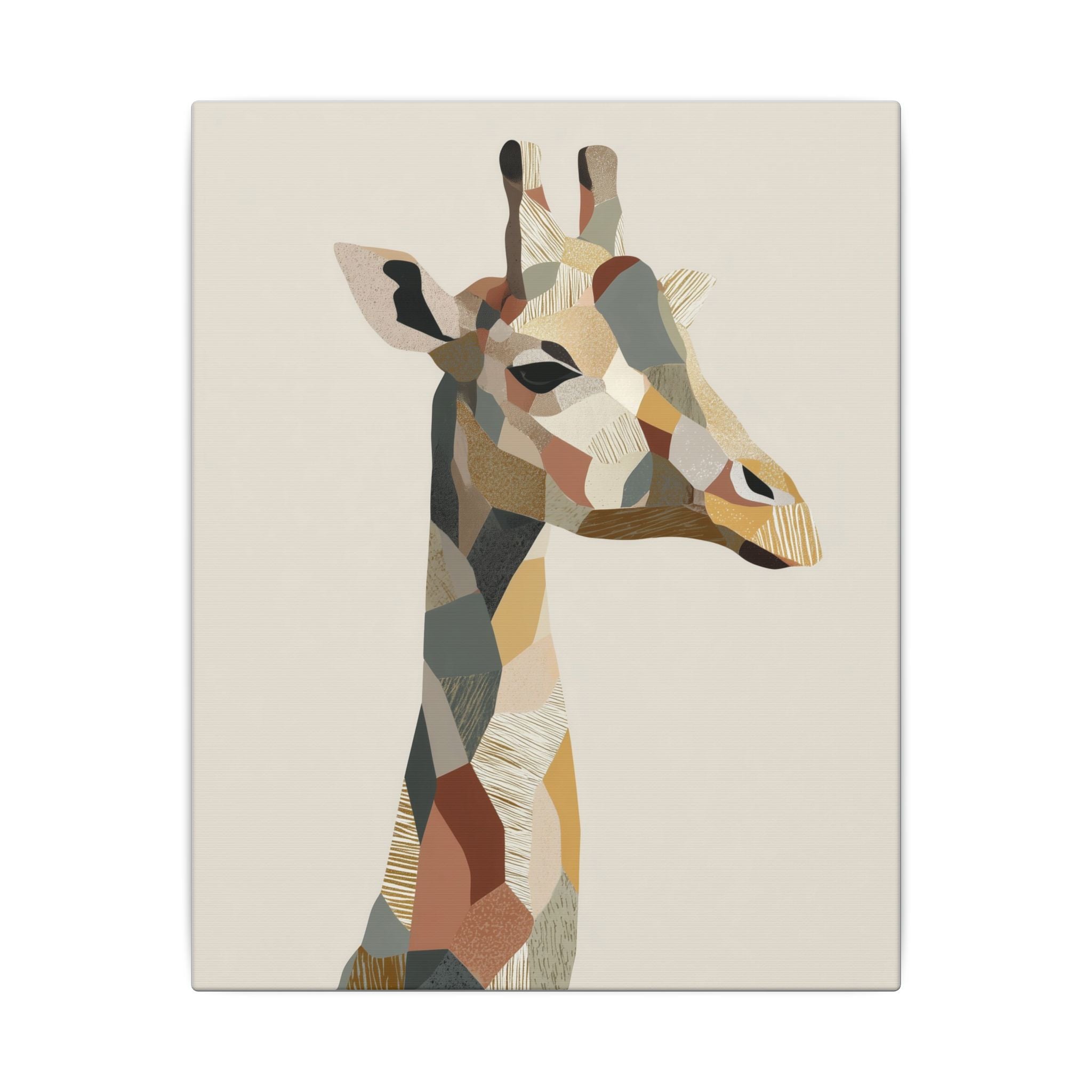 Geometric Giraffe: Modern Wildlife Art, Abstract Mosaic Portrait, Minimalist Earthtone Design   |  Personalized & Custom Orders Available