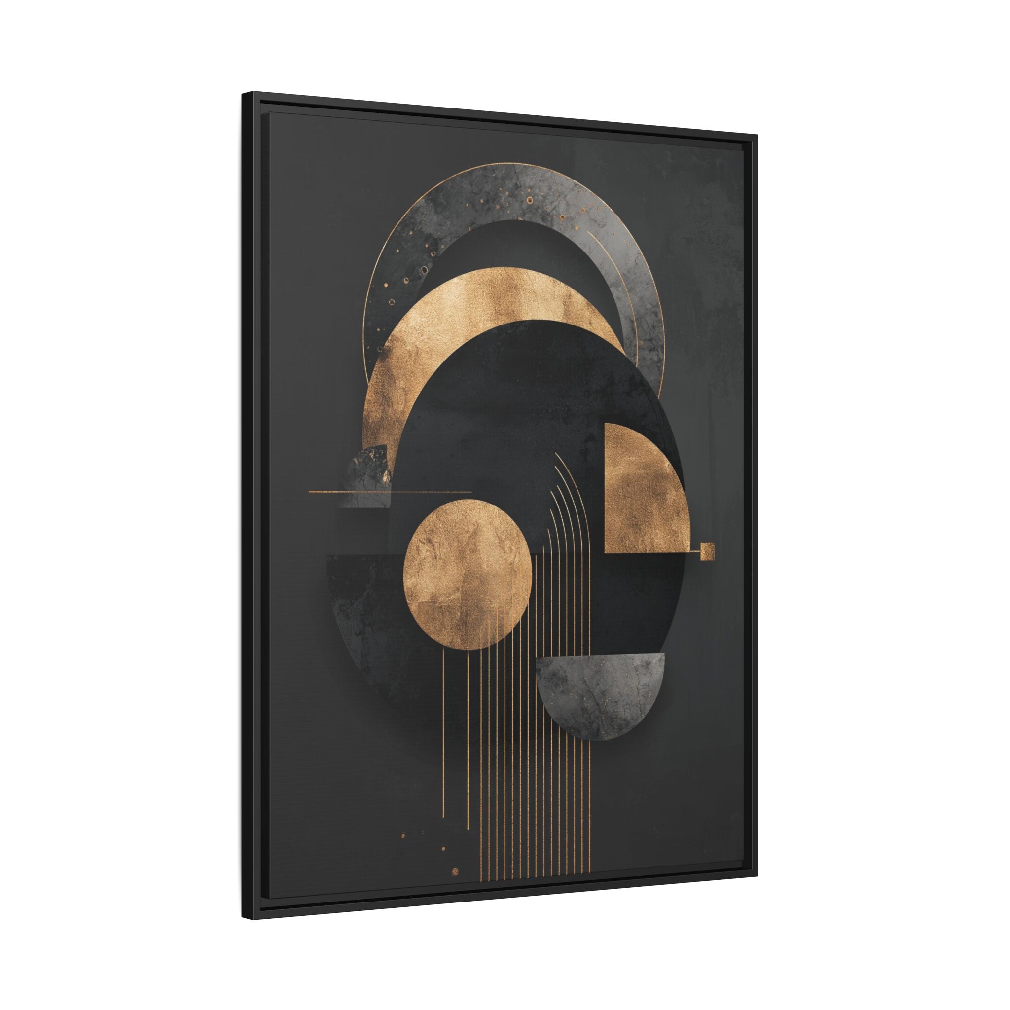 Geometric Resonance: Abstract Gold and Black Design, Minimalist Architectural Art, Modern Metallic Composition   |   Custom Orders Accepted