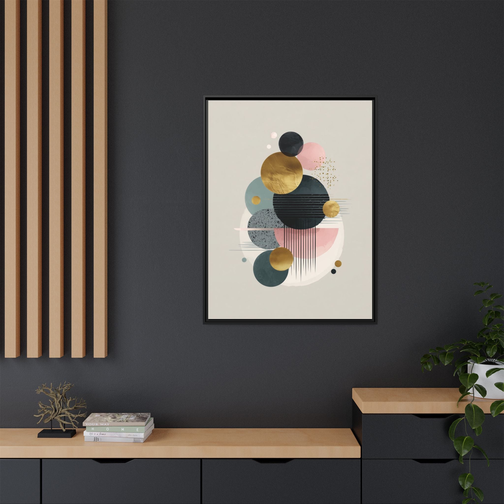 Geometric Harmony: Intersecting Circles, Mid-Century Modern Design, Abstract Metallic Composition   |   Custom Orders Accepted