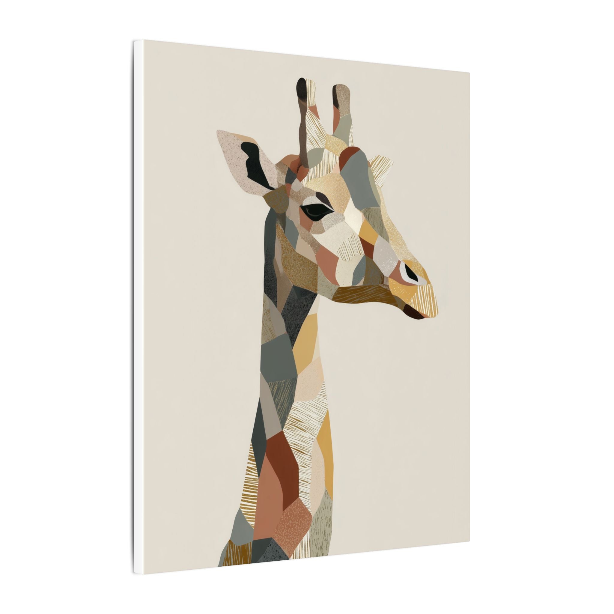 Geometric Giraffe: Modern Wildlife Art, Abstract Mosaic Portrait, Minimalist Earthtone Design   |  Personalized & Custom Orders Available