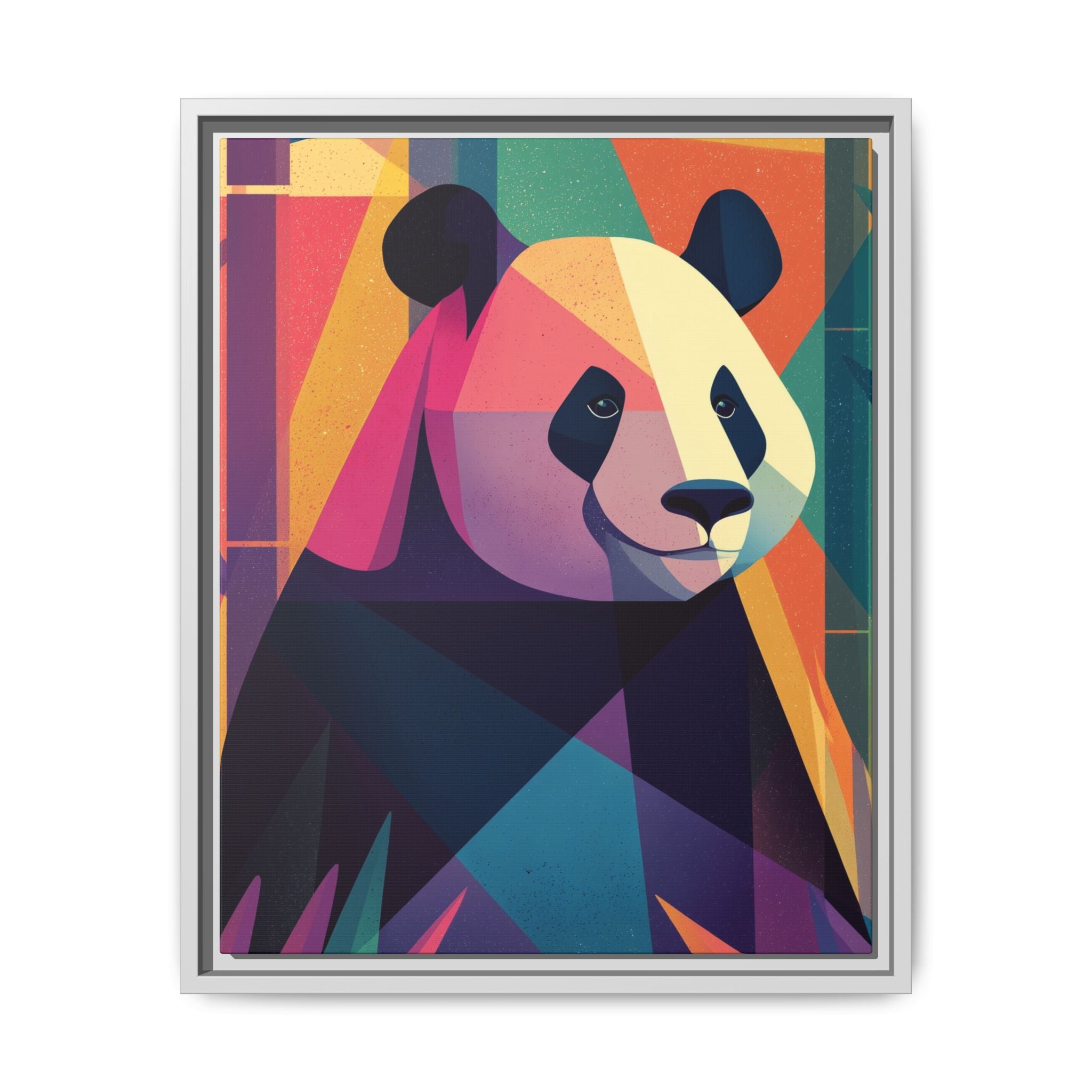 Geometric Panda Framed Print : Cubist Wildlife Portrait, Colorful Abstract Interpretation   |  Personalized & Custom Orders Available