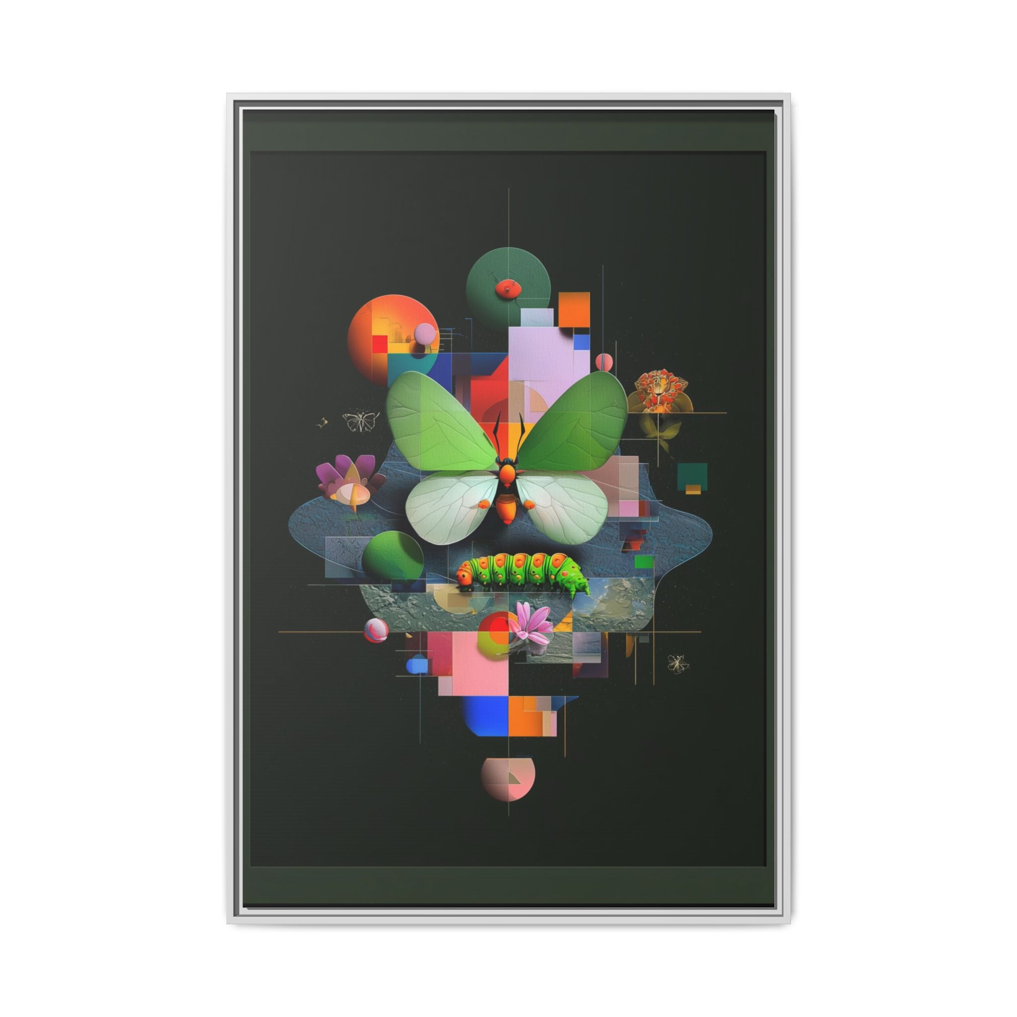 Metamorphosis Geometry Framed Print : Digital Nature Synthesis, Butterfly Abstraction   |  Personalized & Custom Orders Available
