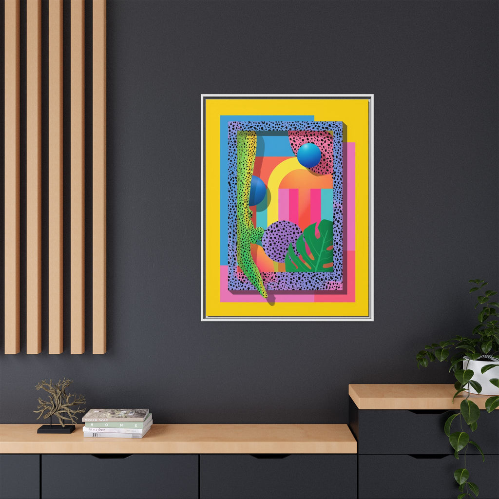 Geometric Rhythms: Abstract Layers of Color, Dimensional Shapes and Tropical Elements, Vibrant Modern Art Composition   |   Custom Orders