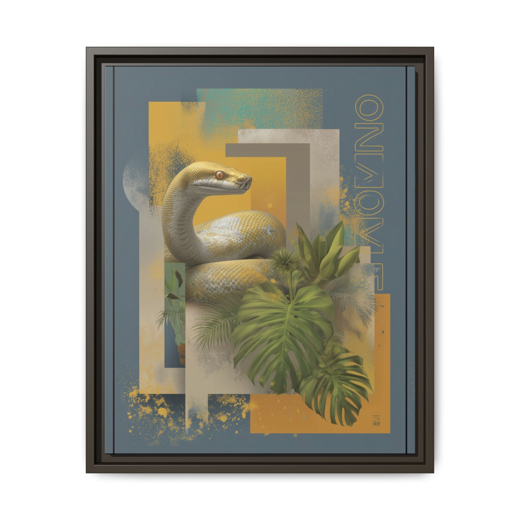 Serpent in Geometry: Tropical Albino Snake Portrait, Modern Botanical Illustration   |    Custom Orders Available