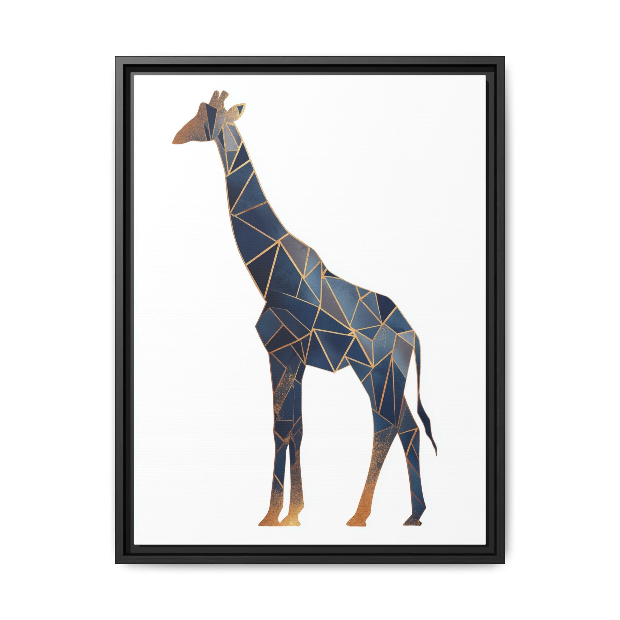 Geometric Giraffe Framed Print : Faceted Blue Mosaic, Modern Wildlife Art   |  Personalized & Custom Orders Available