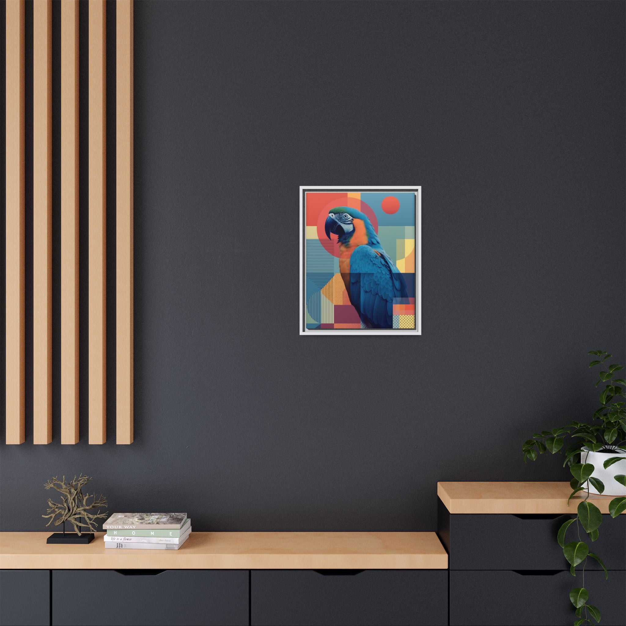 Geometric Macaw: Prismatic Wildlife Fusion, Modern Abstract Composition   |    Custom Orders Available