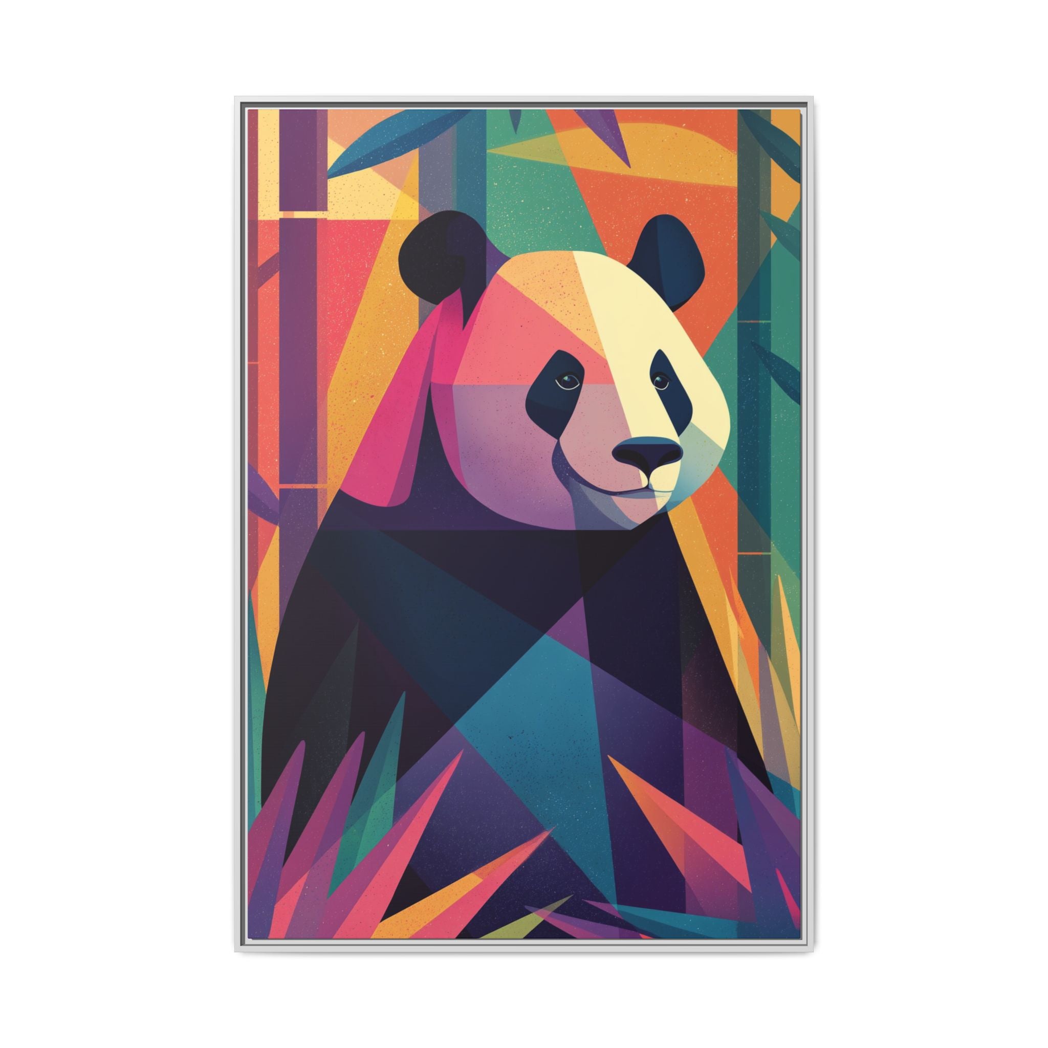 Geometric Panda Framed Print : Cubist Wildlife Portrait, Colorful Abstract Interpretation   |  Personalized & Custom Orders Available