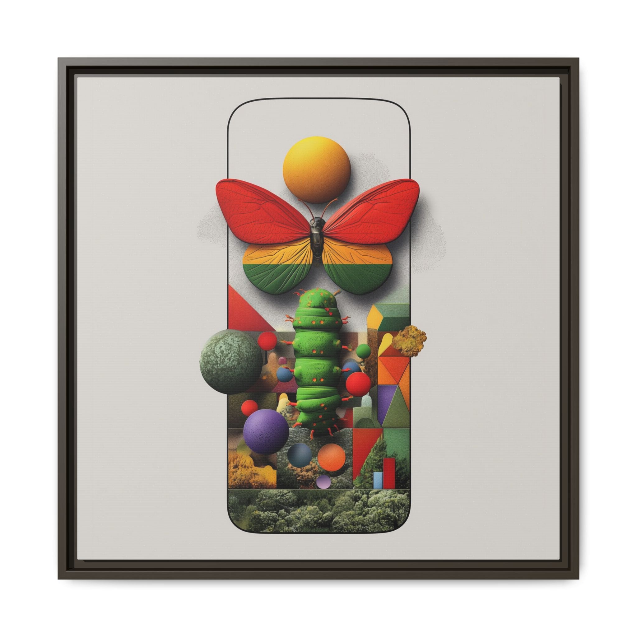 Metamorphosis Framed Print : Geometric Nature Transformation, Vibrant Butterfly Composition   |  Personalized & Custom Orders Available