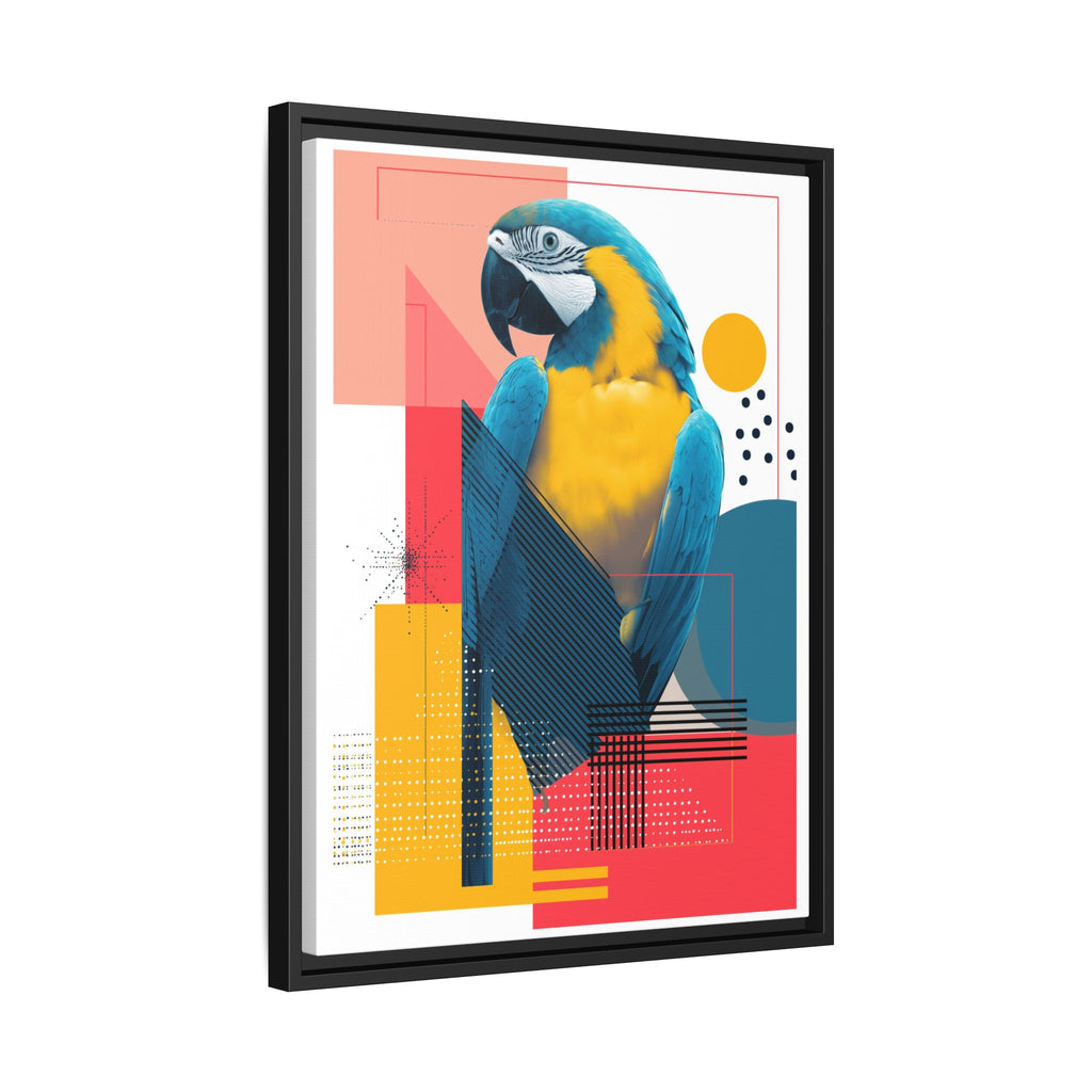 Prismatic Parrot Framed Print: Blue and Yellow Macaw in Geometric Space, Digital Art Composition   |  Personalized & Custom Orders Available