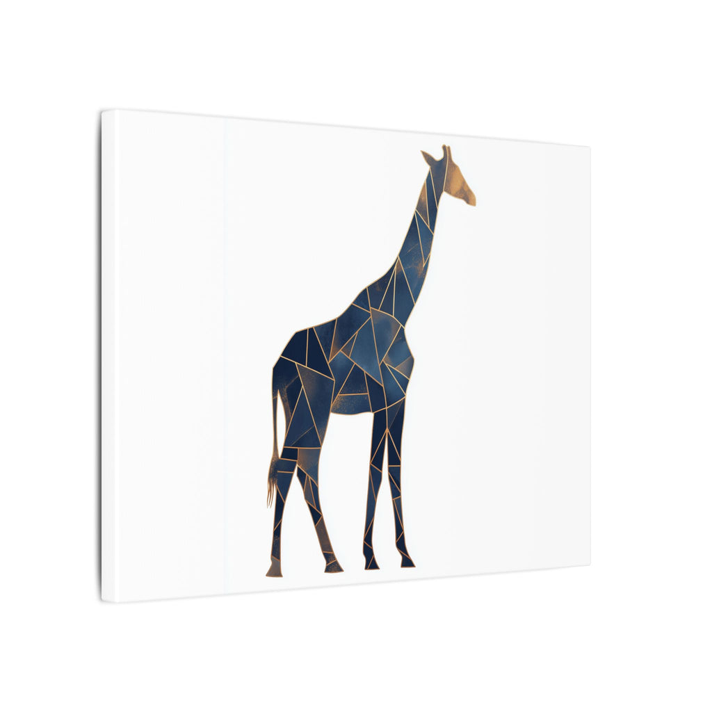 Geometric Giraffe: Mosaic Animal Portrait, Blue Triangular Design, Contemporary African Wildlife Art   |  Personalized & Custom Orders