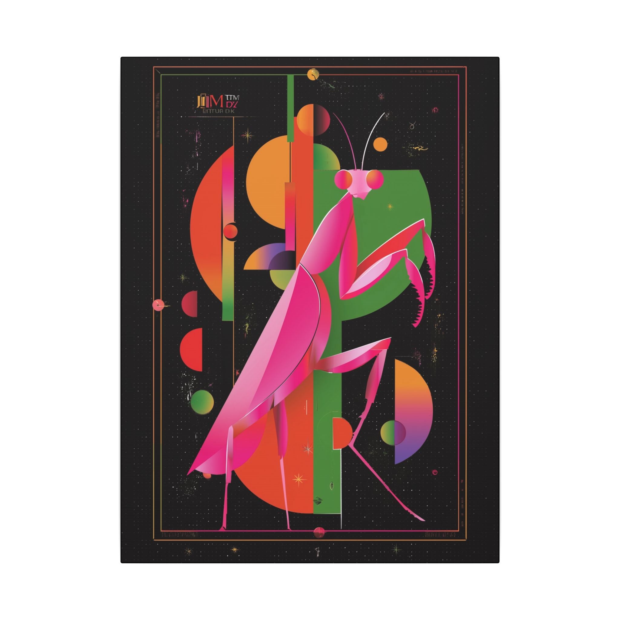 Cosmic Mantis: Geometric Insect Illustration, Cubist Space Design   |    Custom Orders Available