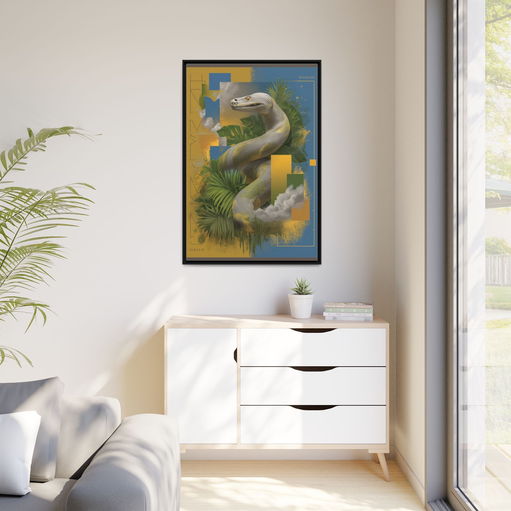 Serpent of Surreal Geometries: Tropical Hyperrealism, Digital Snake Illustration   |    Custom Orders Available