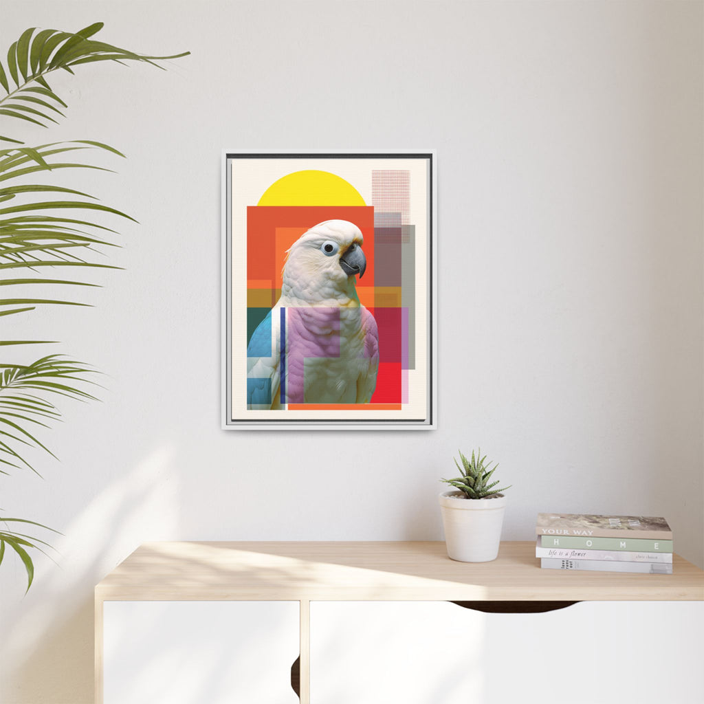 Cockatoo Chromatics Framed Print: Geometric Wildlife Portrait, Contemporary Art Print   |  Personalized & Custom Orders Available