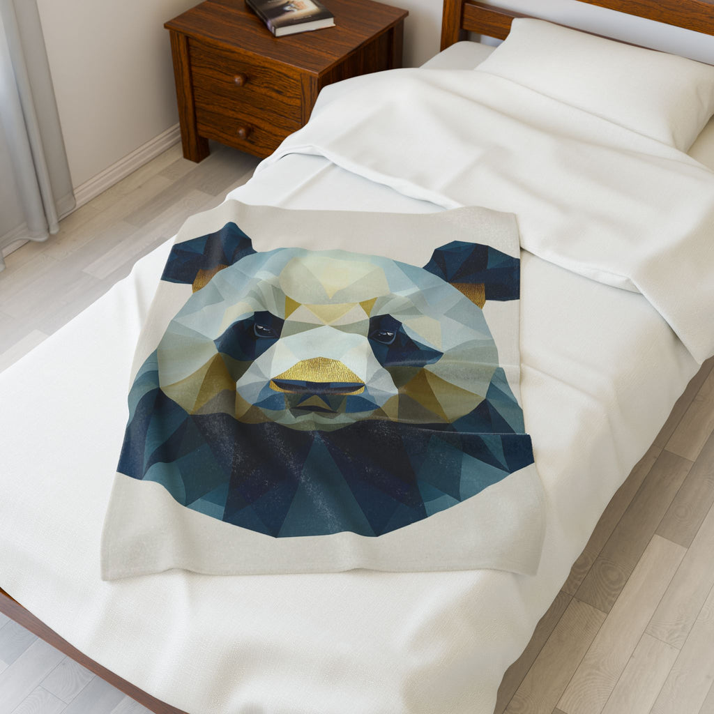 Geometric Panda Blanket : Low-Poly Digital Art, Contemporary Wildlife Illustration   |  Personalized & Custom Orders