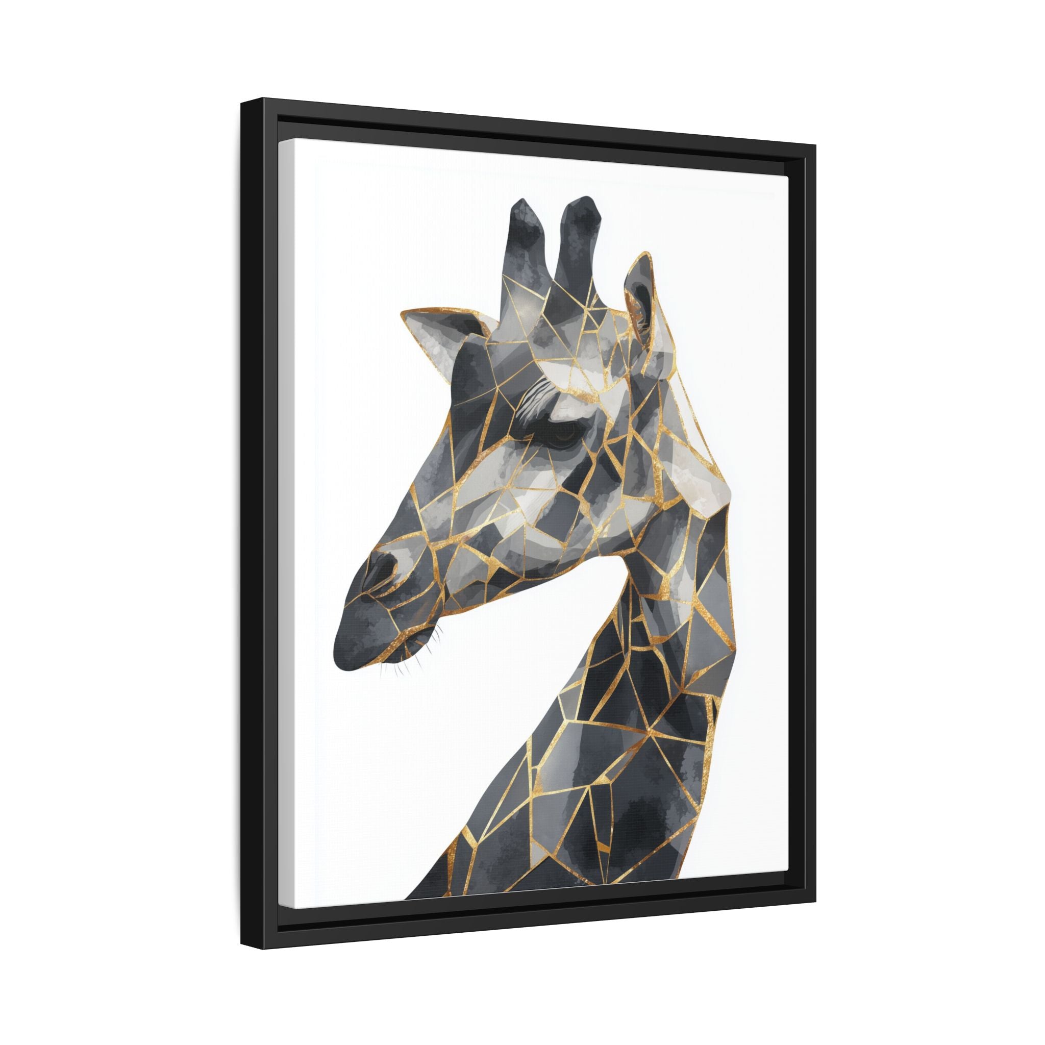 Geometric Giraffe Framed Print : Modern Mosaic Wildlife Art, Contemporary Golden Fragments   |  Personalized & Custom Orders Available