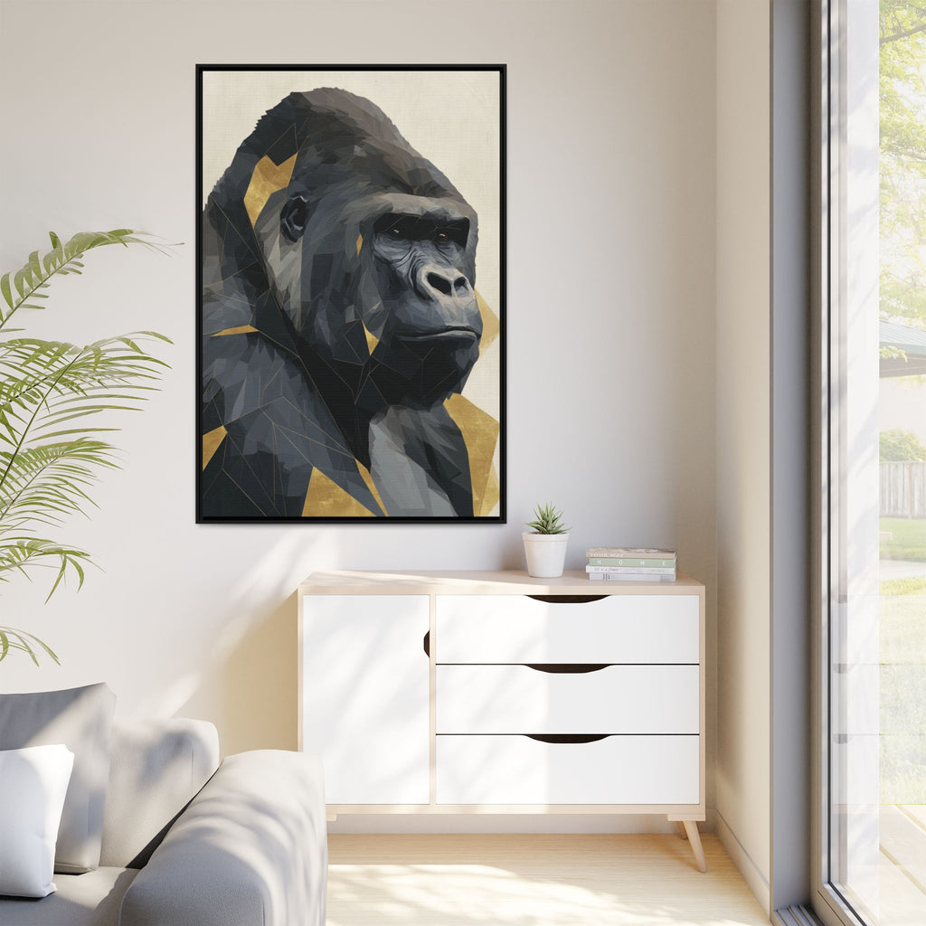 Primal Geometry: Polygonal Gorilla Portrait, Modern Metallic Wildlife Art   |  Personalized & Custom Orders Available