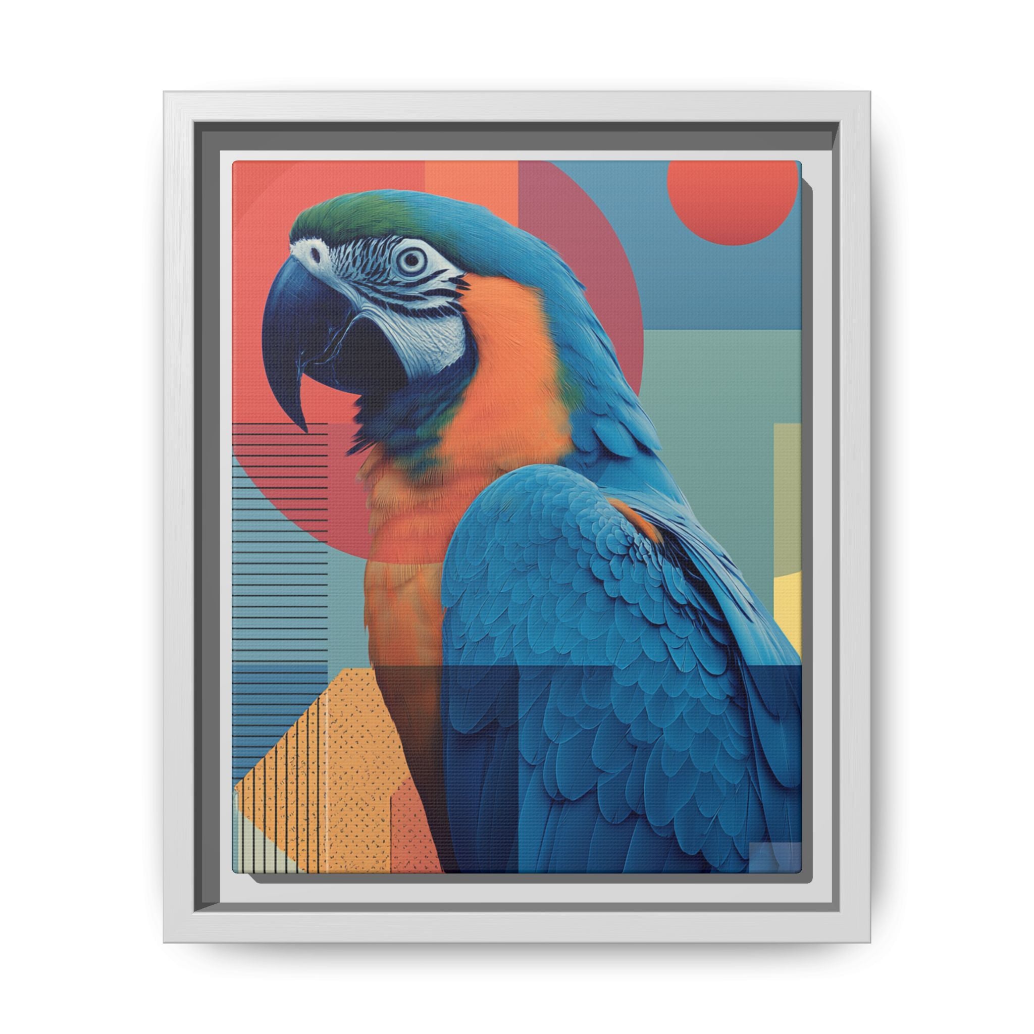 Macaw Geometric Framed Print : Mid-Century Modern Bird Art, Tropical Parrot Print   |  Personalized & Custom Orders Available