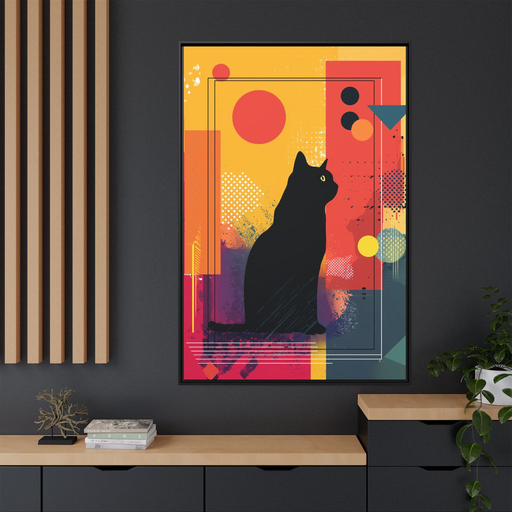 Feline Geometry Framed Print: Abstract Cat Silhouette, Retro Digital Design   |  Personalized & Custom Orders Available