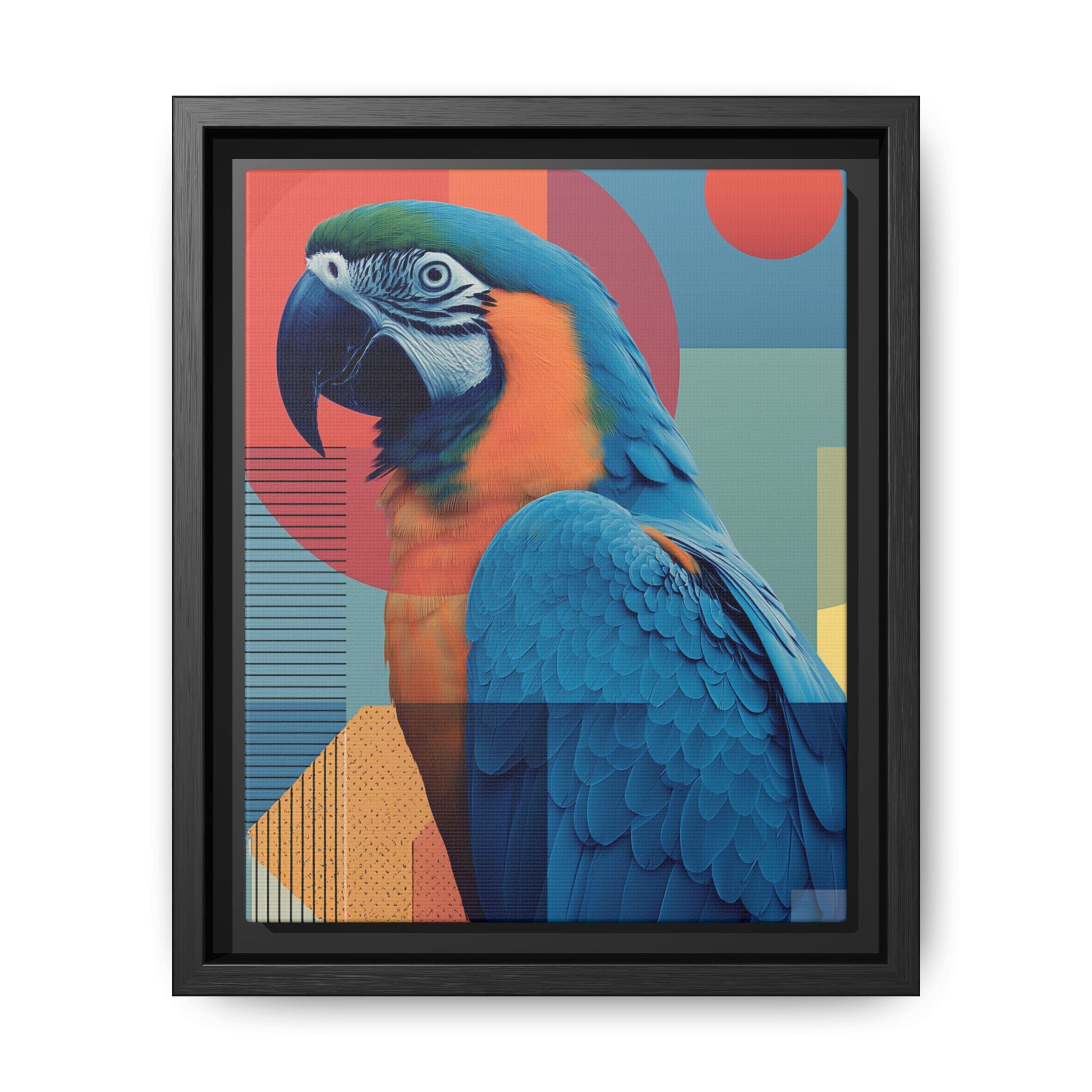 Macaw Geometric Framed Print : Mid-Century Modern Bird Art, Tropical Parrot Print   |  Personalized & Custom Orders Available