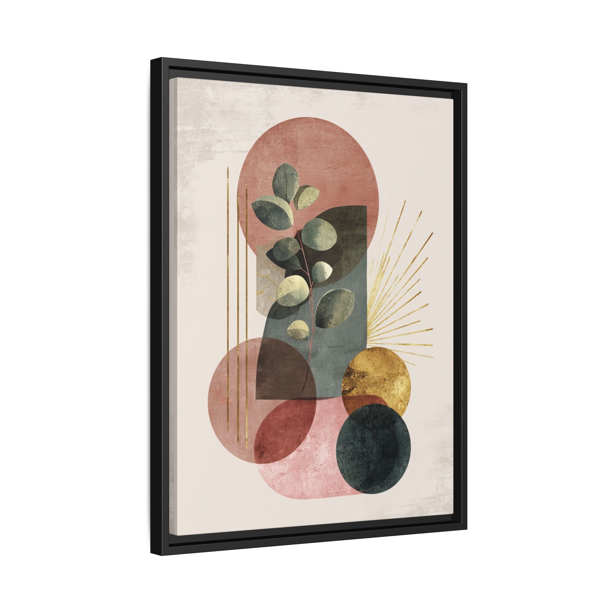 Botanical Geometric Symphony: Eucalyptus Harmony, Metallic Intersections, Modern Earth Tones   |   Custom Orders Accepted