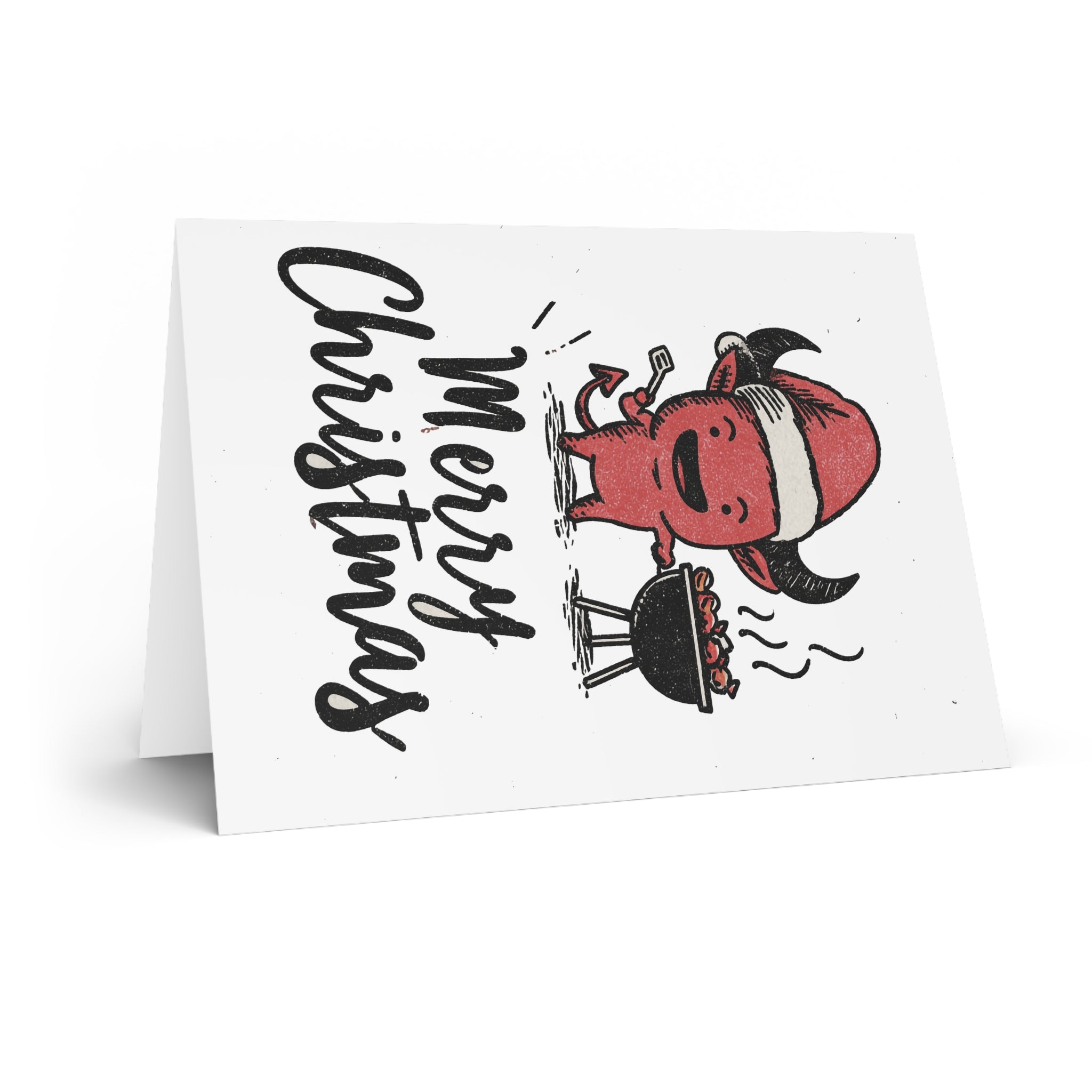 Devilish Christmas BBQ: Festive Imp Grilling, Vintage Cartoon Style, Mischievous Holiday Humor | Custom Orders Accepted