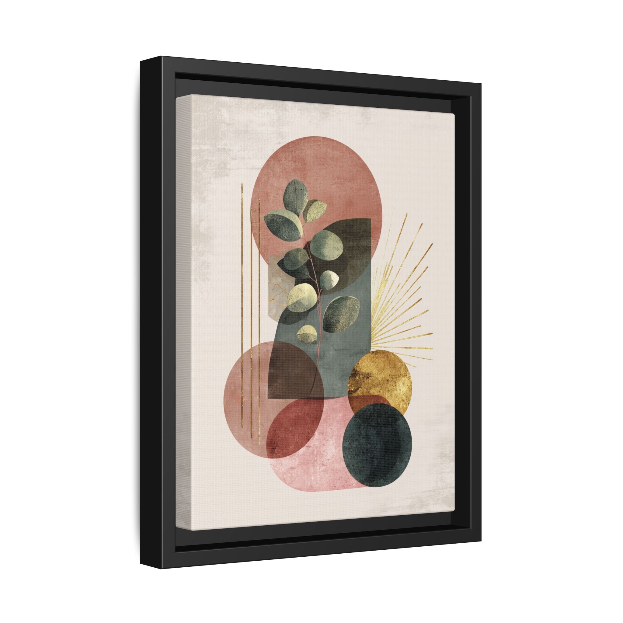 Botanical Geometric Symphony: Eucalyptus Harmony, Metallic Intersections, Modern Earth Tones   |   Custom Orders Accepted