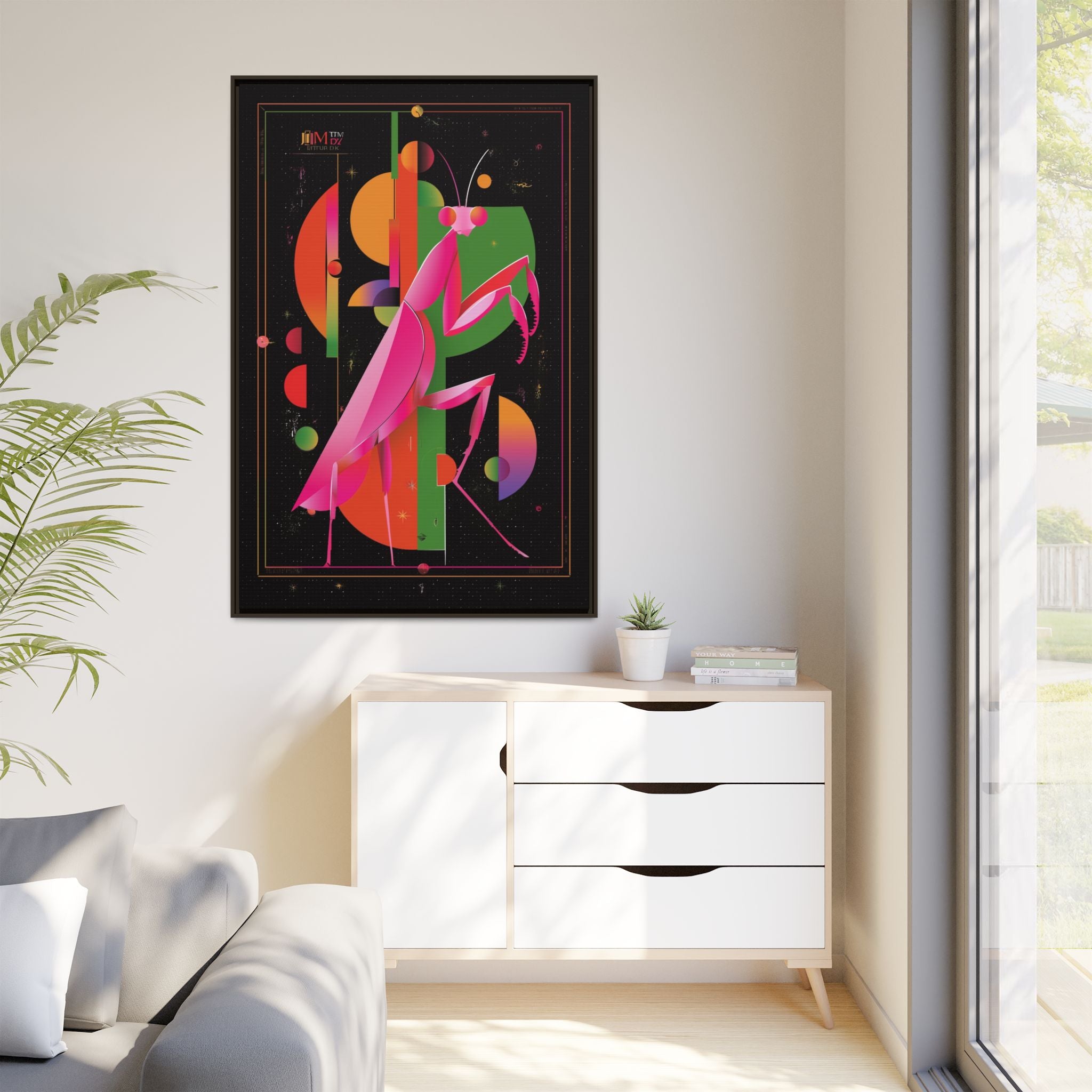 Celestial Mantis: Cubist Geometry, Cosmic Insect Portrait   |    Custom Orders Available