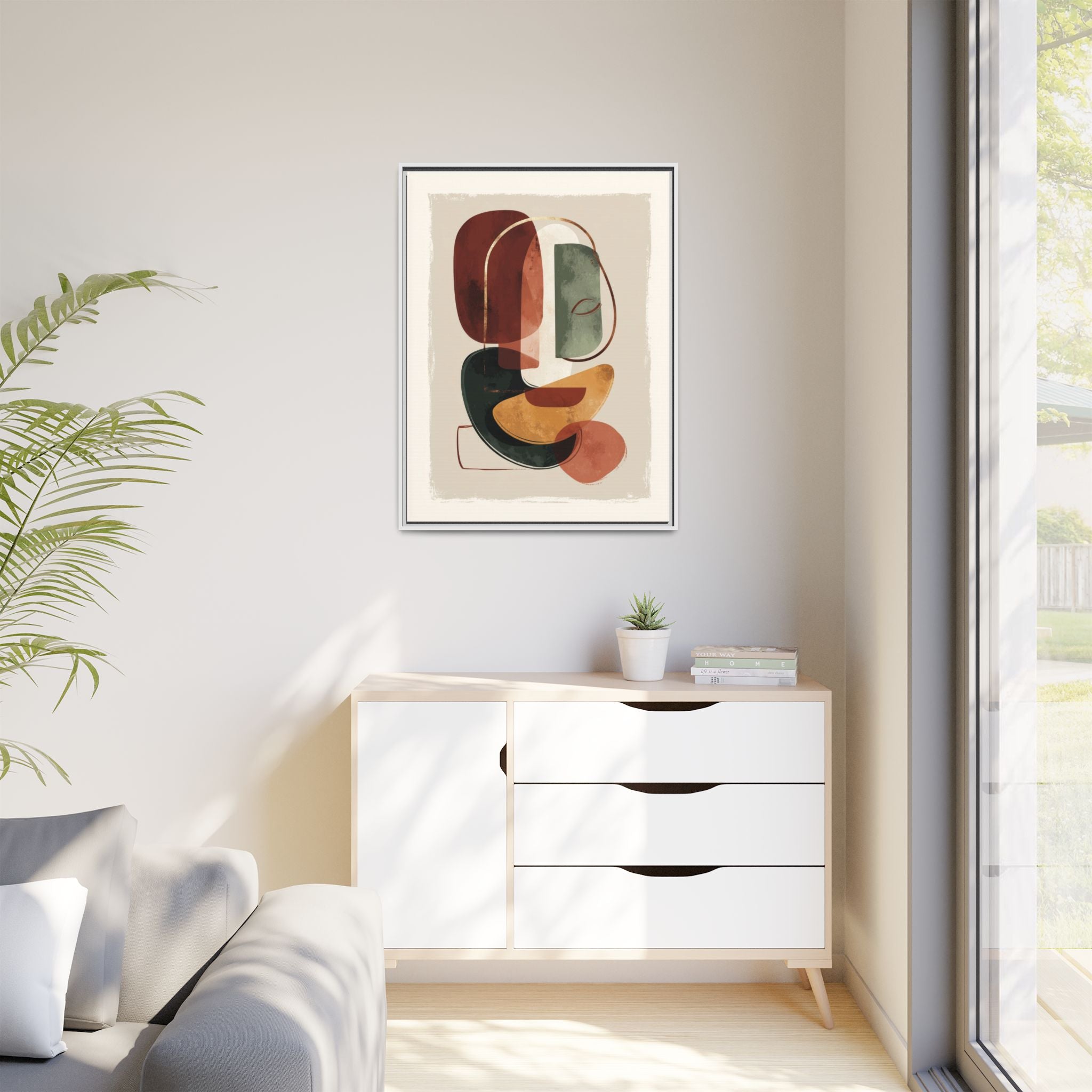 Layered Geometries: Mid-Century Modern Composition, Organic Abstract Design, Translucent Intersecting Shapes   |   Custom Orders Accepted