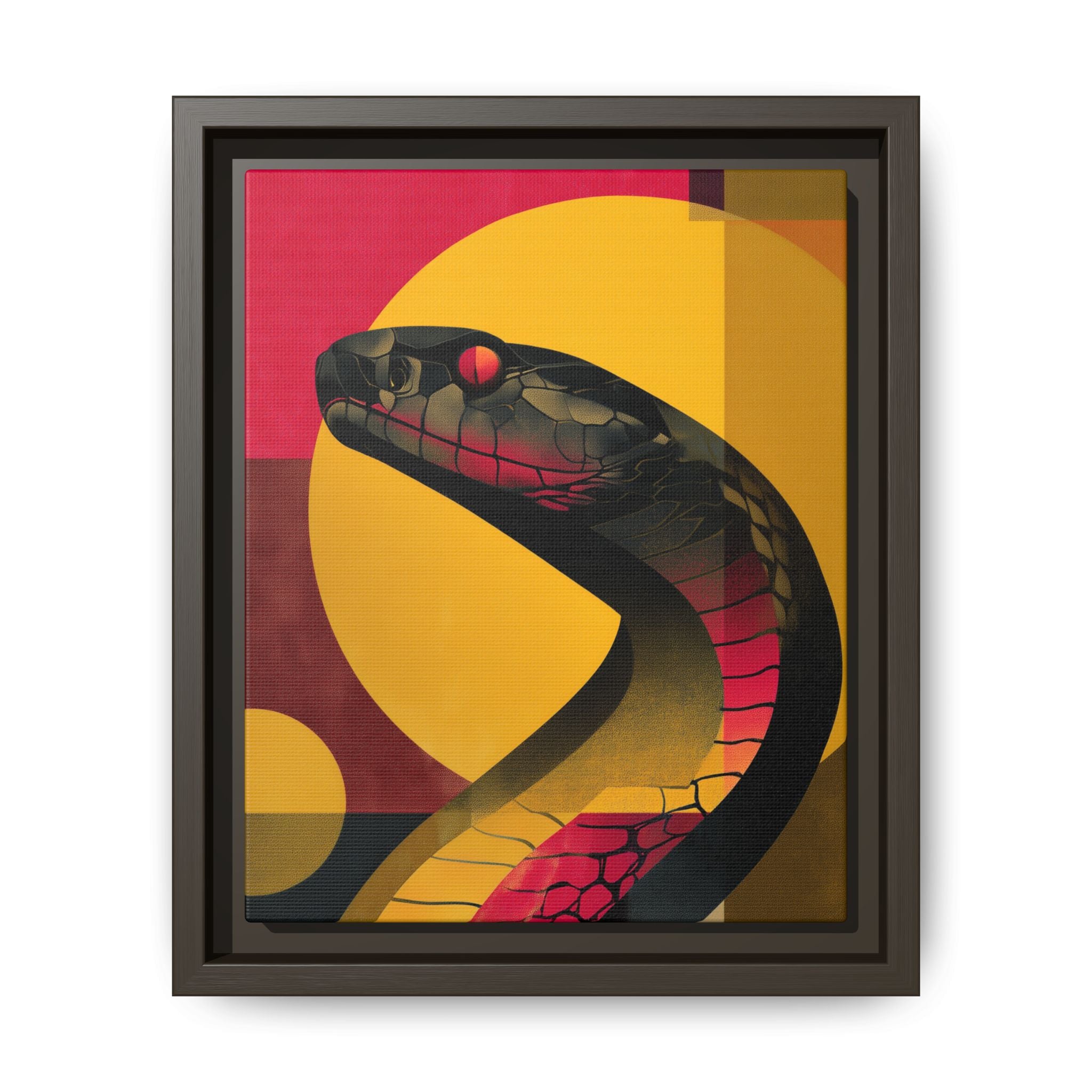 Framed Print, Geometric Snake Wall Art Print, Matte Canvas Picture, Home Decor Gift, Multi-color Serpent Poster, Modern Abstract Artwork