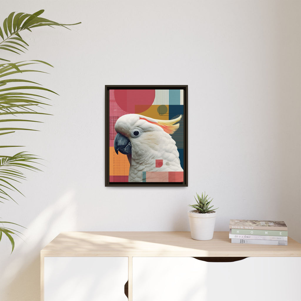 Framed Print, Cockatoo Abstract Geometric Wall Art, Matte Canvas, Colorful Bird Poster, Modern Home Decor, Tropical Animal Painting, Unique