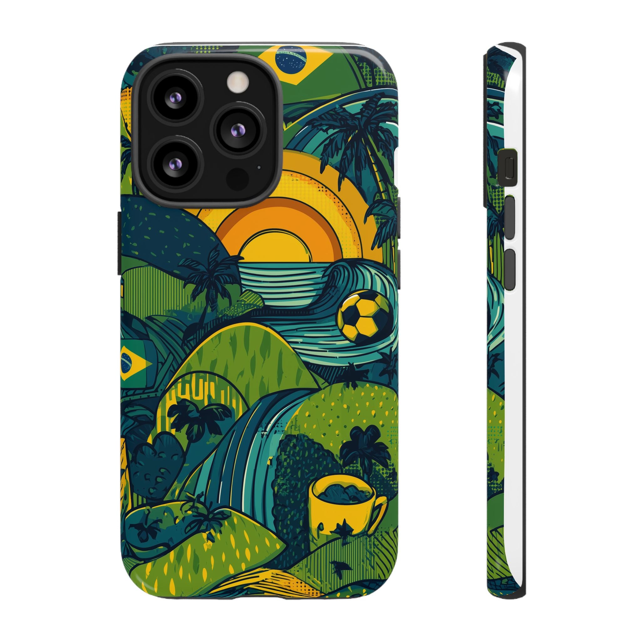 Brazil Tough Cases: Sporty Tropical Phone Case, Fun Beach Vibe Phone Accessory, Summer Travel Gift, Colorful Phone Cover, Casual Style Tech
