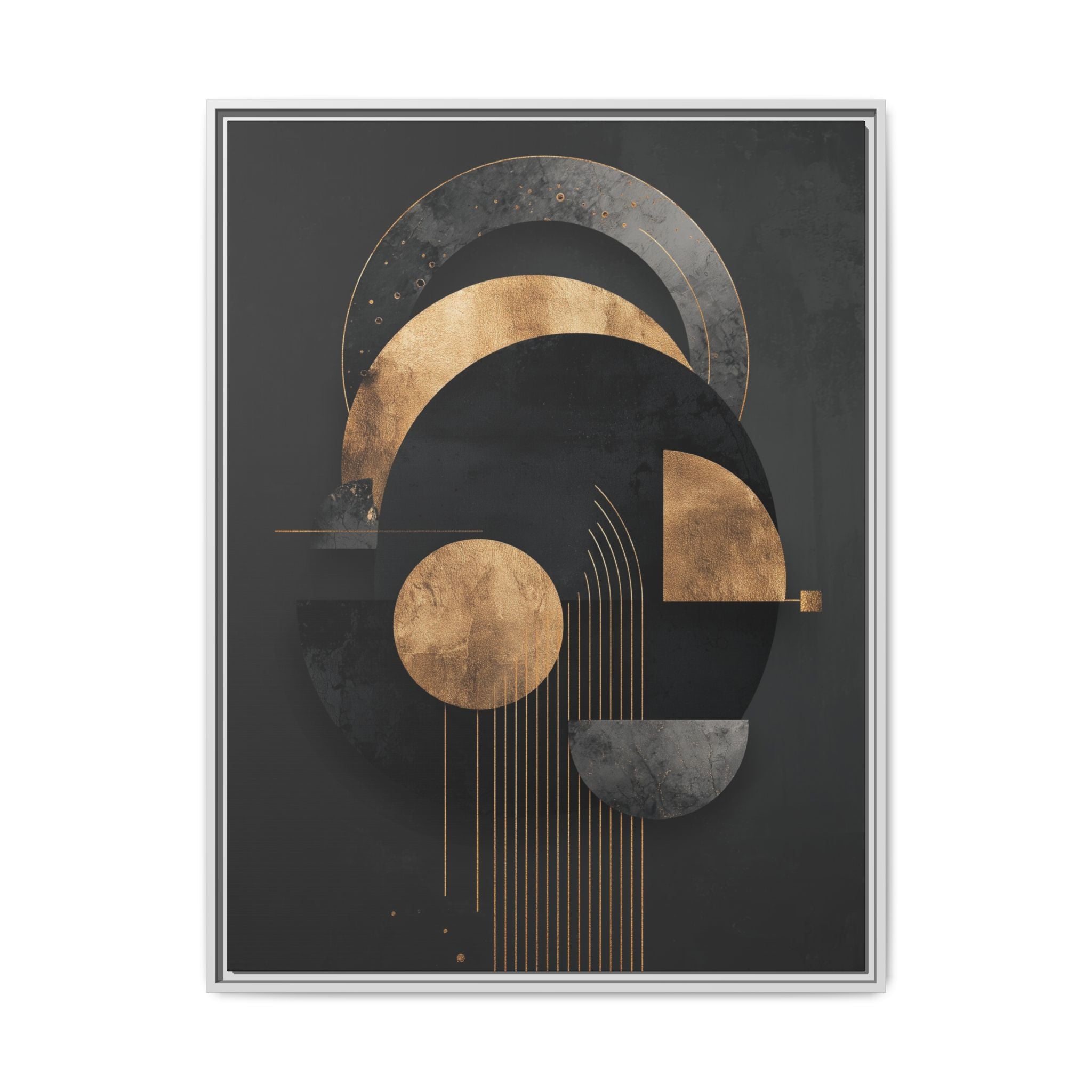 Geometric Resonance: Abstract Gold and Black Design, Minimalist Architectural Art, Modern Metallic Composition   |   Custom Orders Accepted