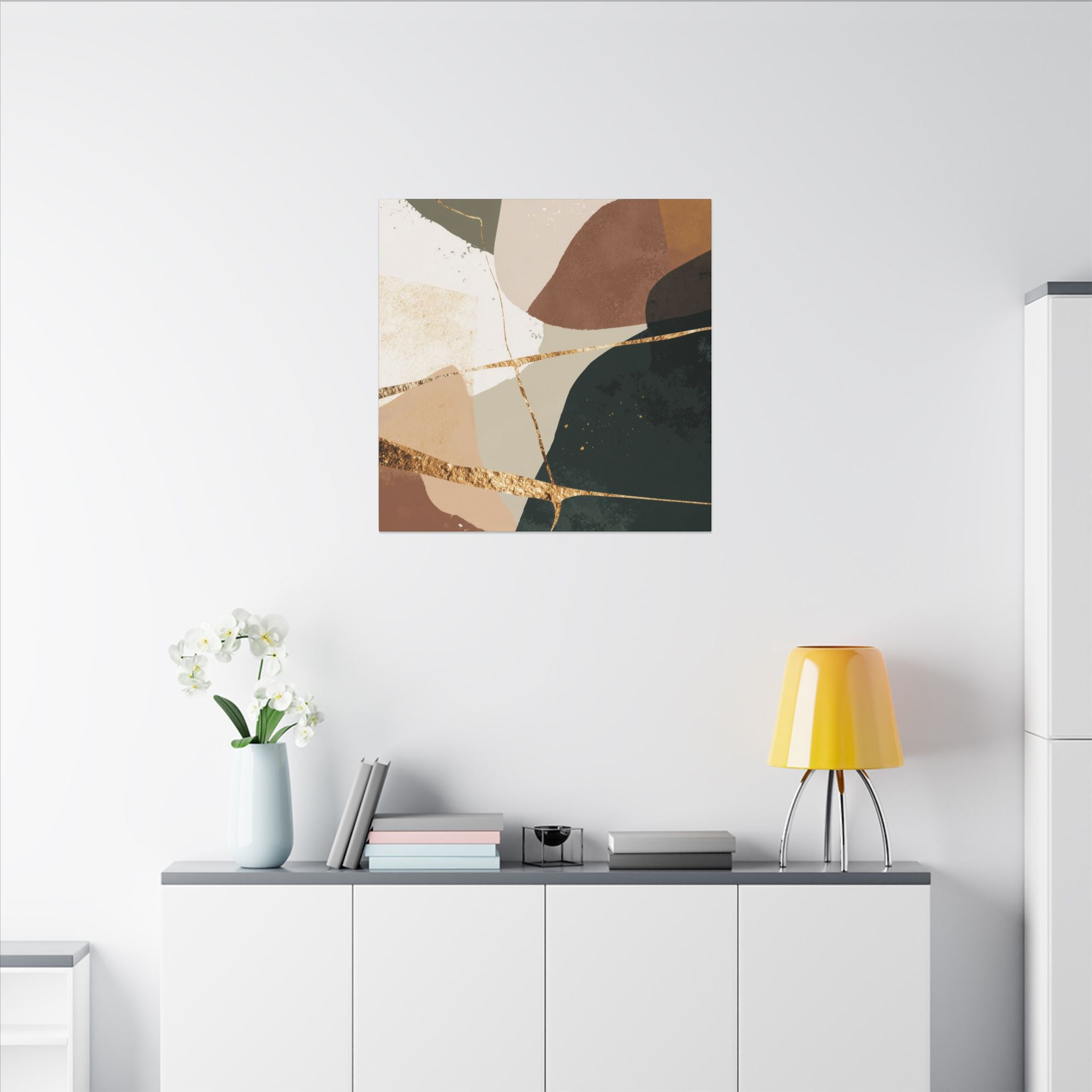 Canvas Print, Abstract Earthy Gold Wall Art, Modern Designer Home Decor, Stretched Matte Canvas; Thick, Multi-Size, Office Decor