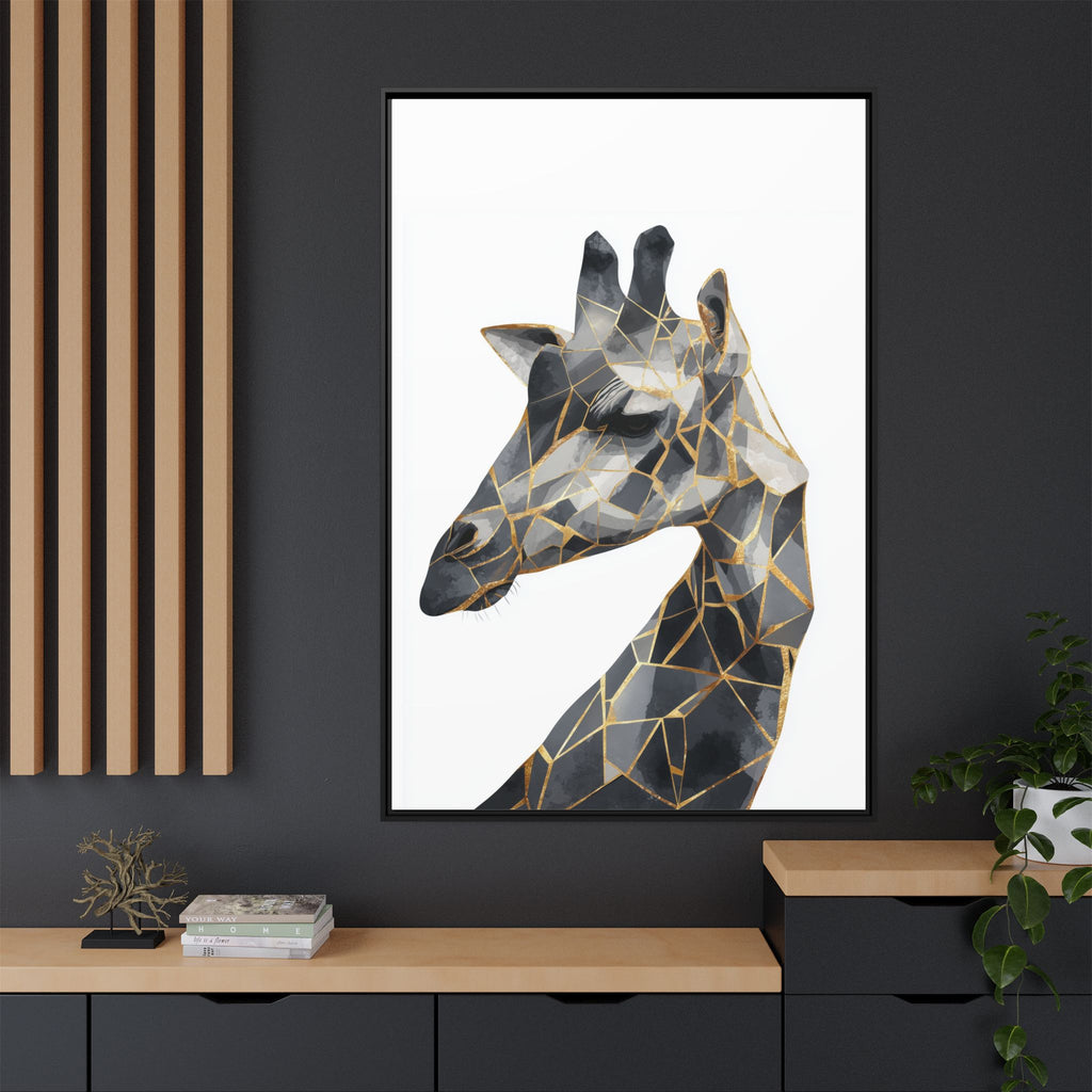 Geometric Giraffe Framed Print : Modern Mosaic Wildlife Art, Contemporary Golden Fragments   |  Personalized & Custom Orders Available