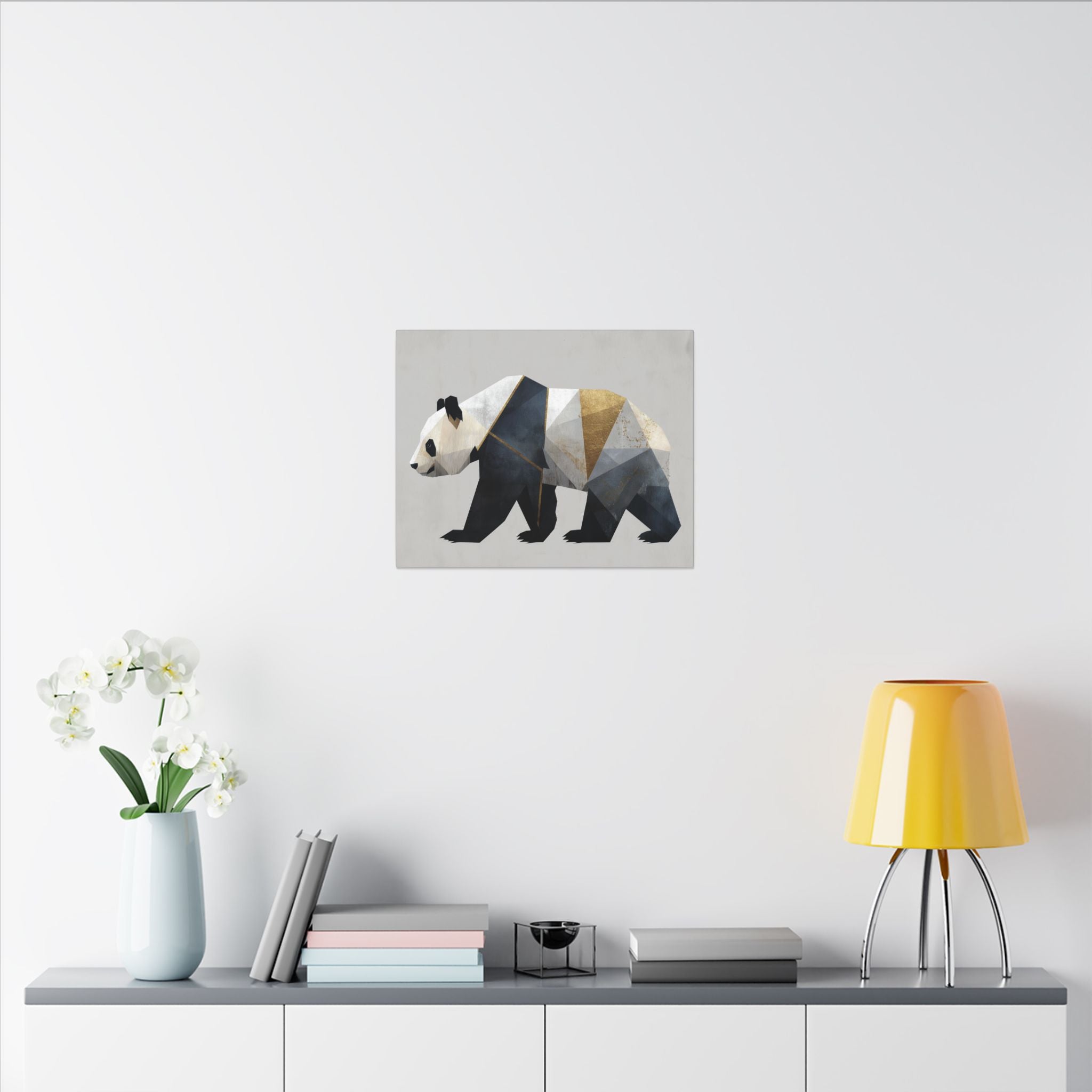 Geometric Panda Mosaic: Cubist Wildlife Art, Angular Polygon Design, Modern Metallic Illustration   |  Personalized & Custom Orders