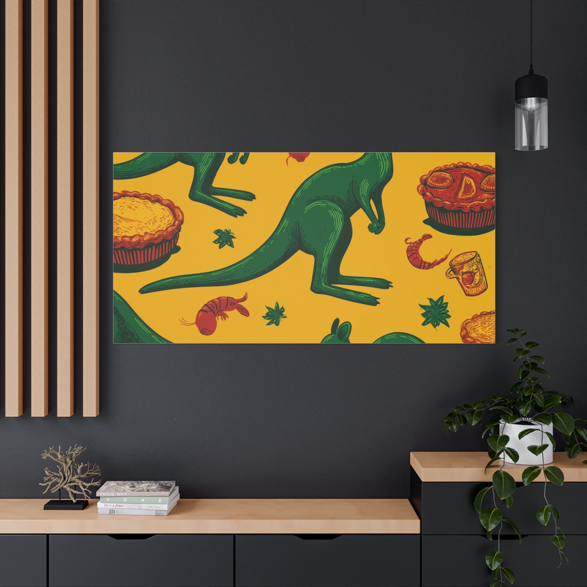 Kangaroo Canvas Wall Art, Vibrant Animal Decor, Unique Gift for Nature Lovers, Fun Kitchen Wall Hanging, Australian Themed Art