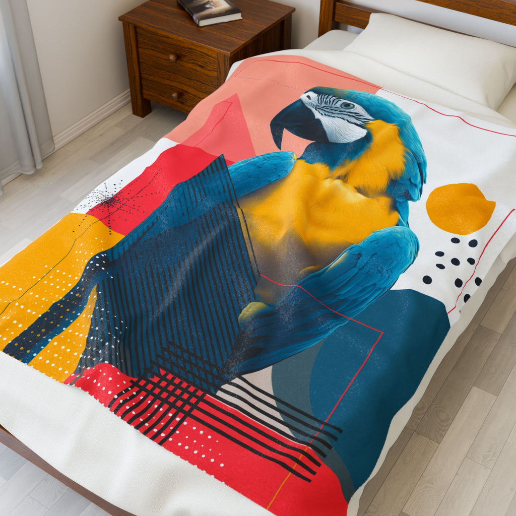 Feathered Geometry Quilt Cover, Doona Cover, Duvet : Modern Macaw Portrait, Abstract Graphic Design Poster   |    Custom Orders Available