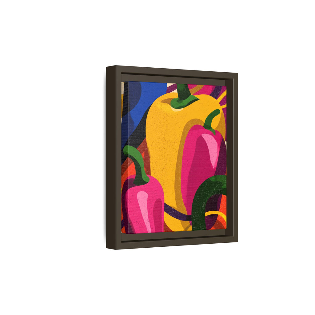 Canvas Art, Abstract Geometric Bell Peppers, Framed Wall Decor Print, Kitchen Wall Art, Modern Home Decor, Foodie Gift
