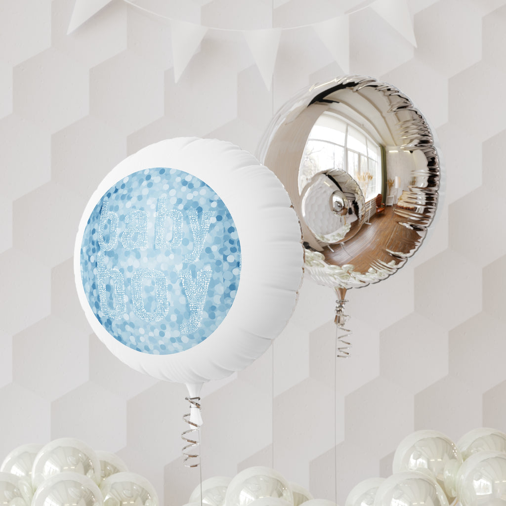 Baby Boy Blue Mylar Helium Balloon — 'baby boy' Celebration Balloon