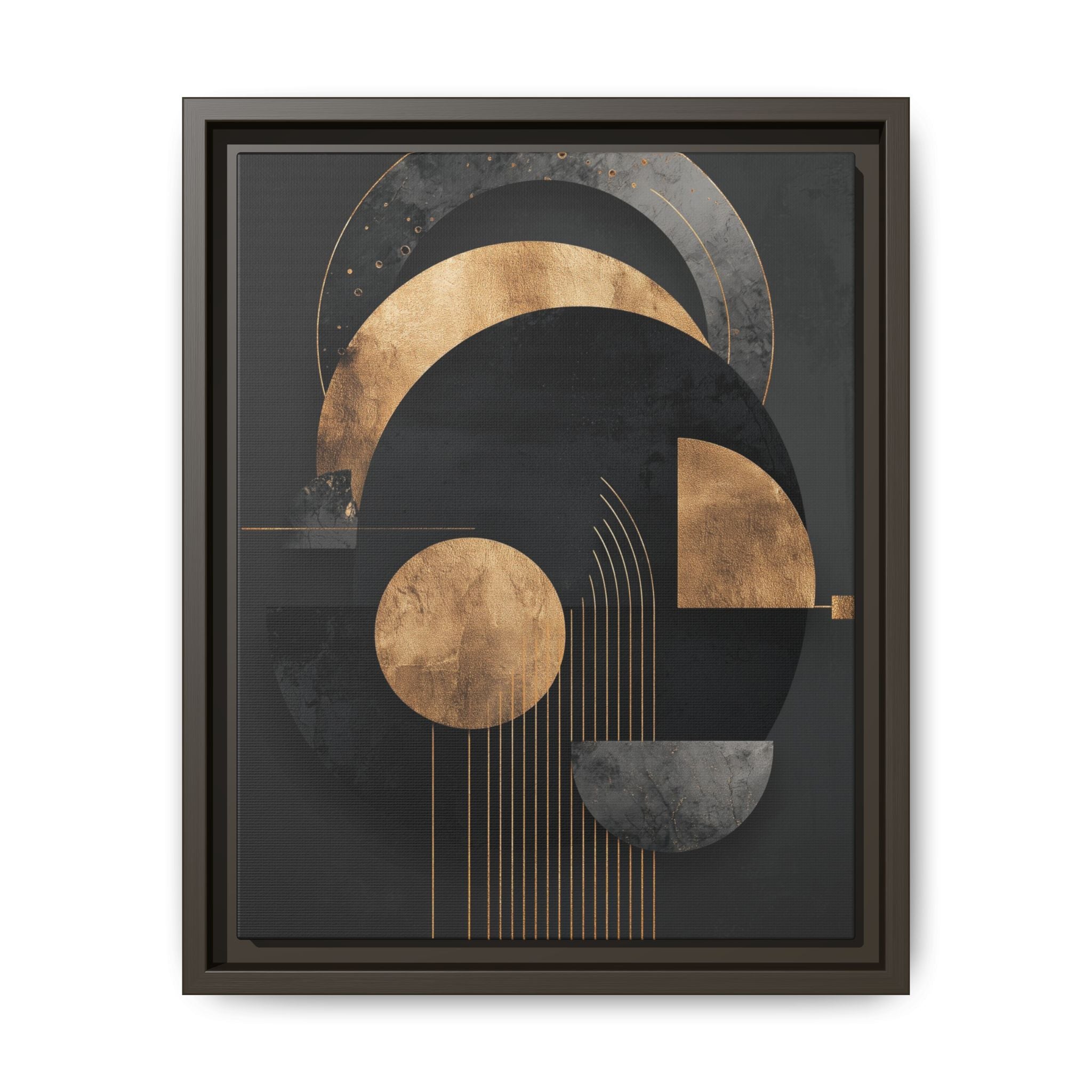 Geometric Resonance: Abstract Gold and Black Design, Minimalist Architectural Art, Modern Metallic Composition   |   Custom Orders Accepted